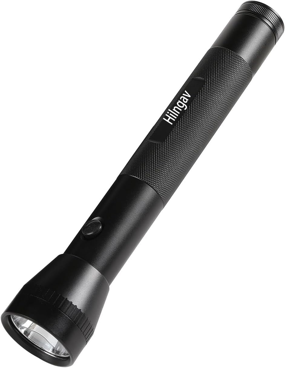 Hilngav Heavy Duty 3-Cell D Battery Led Big Flashlights, Single Mode, Aluminum Alloy Torch, Rugged Metal Flashlight For Outdoor Adventures And Emergency Power Outages (1 Pack)