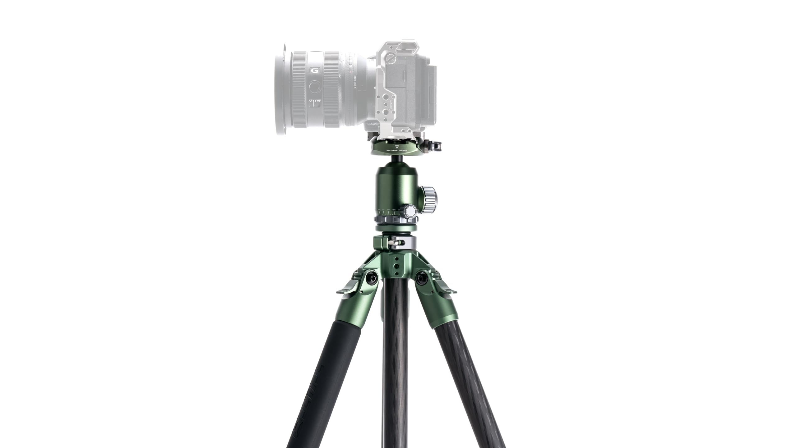 Tilta Travel Ball Head With 3-Stage Carbon Fiber Tripod Legs (5Kg) 11Lbs Load Capacity Arca Quick Release Plate Multiple Mounting Points Low-Angle Shooting (Forest Green)