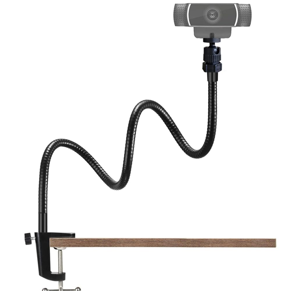 Etubby Webcam Stand Holder 27" Adjustable Gooseneck Desktop Camera Desk Clamp Mount For Logitech Webcam C925X, C922, C930E, C930, C920, C615, Etc. (1/4" Threaded)