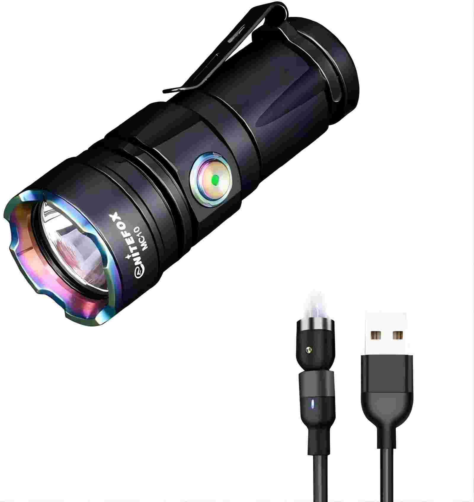Nitefox Mini Long Beam Flashlight Magnetic Usb Rechargeable 2000 Lumens Bright Portable Pockect Light Handheld Flashlight For Everyday Carry Outdoor Hiking Camping Searching