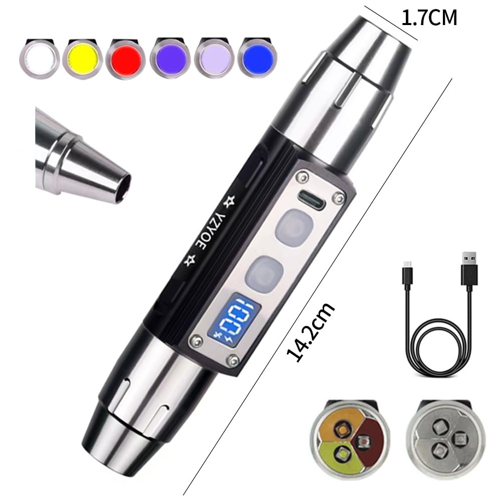 Yzyoe Six Leds Rechargeable Gemstone Flashlight Jade Appraisal Light, Super Bright Jewelry Diamond Detector Lamp.