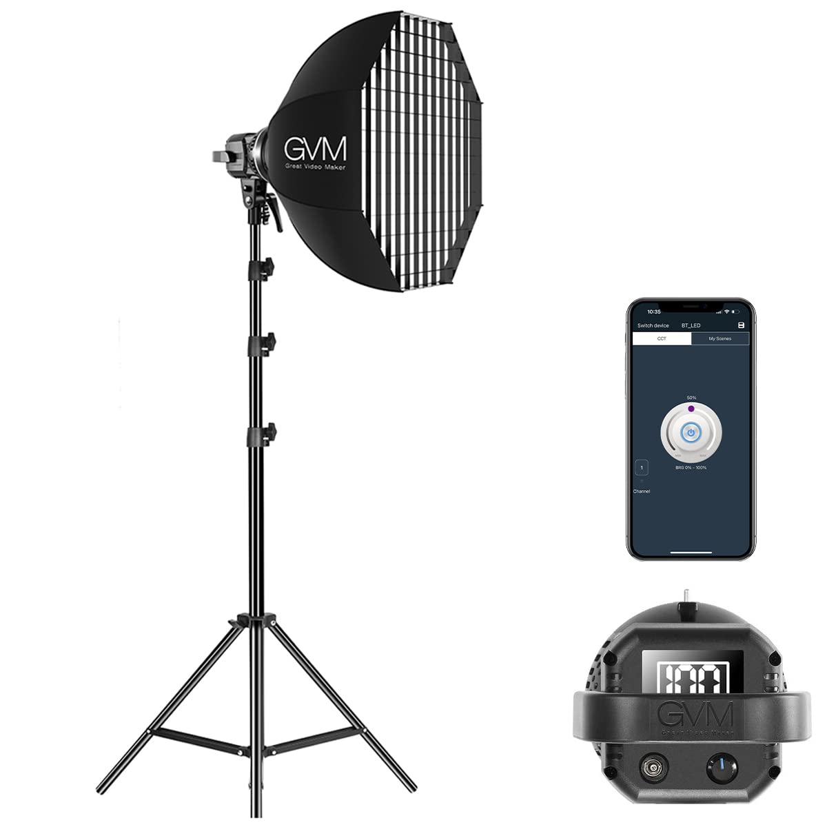 Gvm 80W Photo Studio Lighting Kit, Led Video Light With Bowen Mount 23.6" Softbox, Tripod Stand, Continuous Output Daylight 5600K Lights For Photography