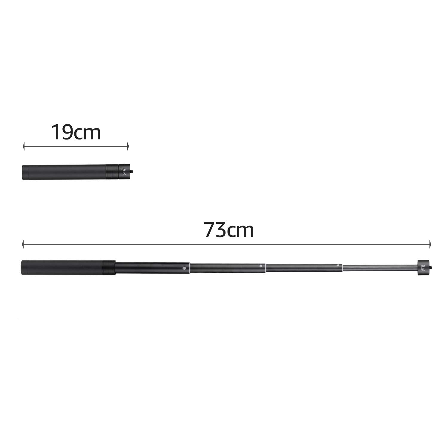 Andoer Telescopic Stabilizer Extension Rod Max. Length 73Cm Aluminum Alloy Pole With 1/4 Inch Screw And Screw Hole For Gimbal Stabilizer Zhiyun Feiyu