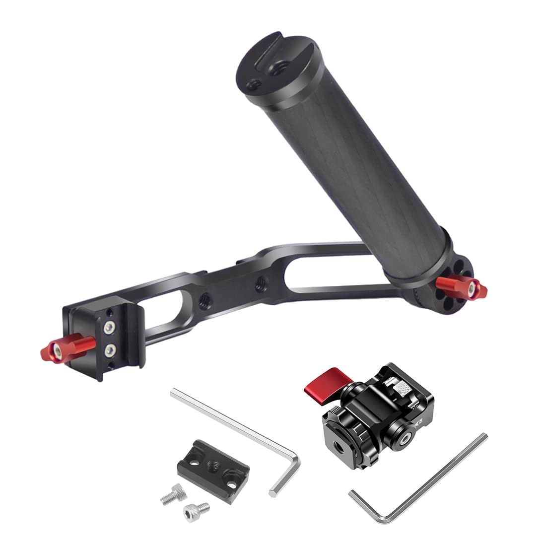 Novelgoal Carbon Fiber L Bracket Handle Grip With Foldable Cold Shoe Mount Compatible With Dji Ronin Rs2 Rsc2 Mini Handheld Gimbal Stabilizer Accessory (3In1 Kit)