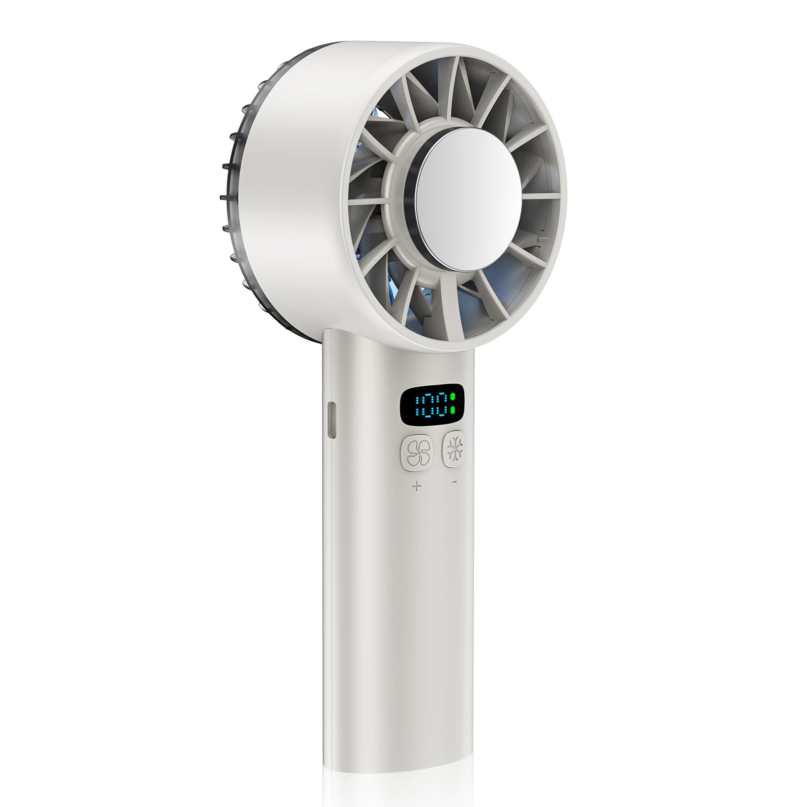 Portable Handheld Ice Fan, Digital Display, 5200Mah Rechargeable Battery, 100 Speed Mini Fan Blow - Koospark