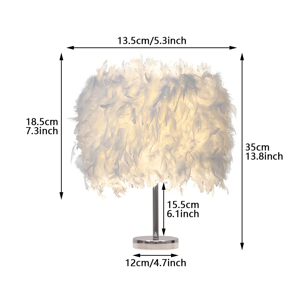 Cfopiryx Feather Table Light, Home Decorative Bedside Desk Lamp Elegant Feather Lampshade Led Night Lamp, Soft Lighting Romantic Atmosphere Light For Living Room Wedding Room Bedroom(Us Plug,Pink)