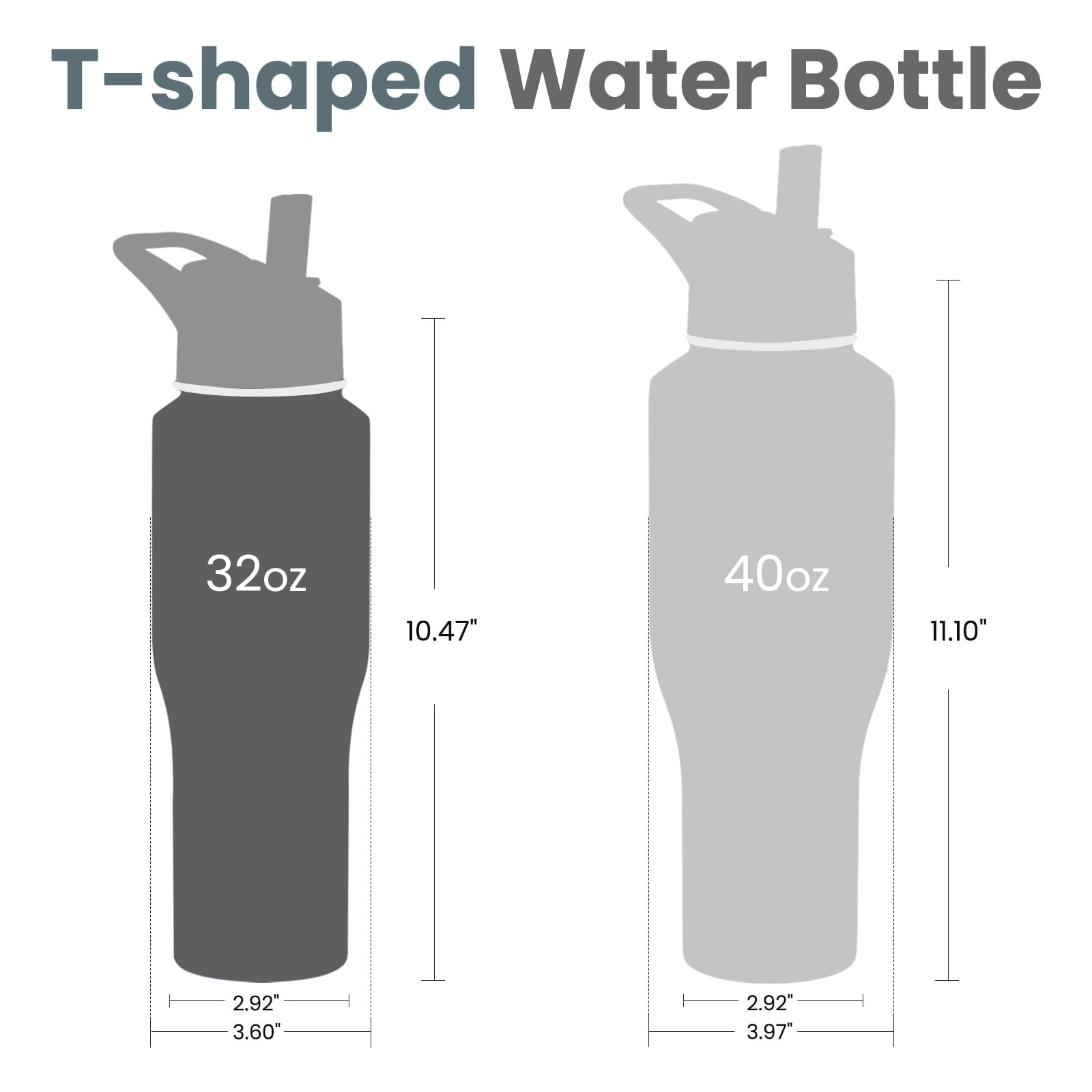 Coktik Water Bottle Insulated, 32 Oz Water Bottles Straw Lid, Spout Lid, Cold For 36 Hrs