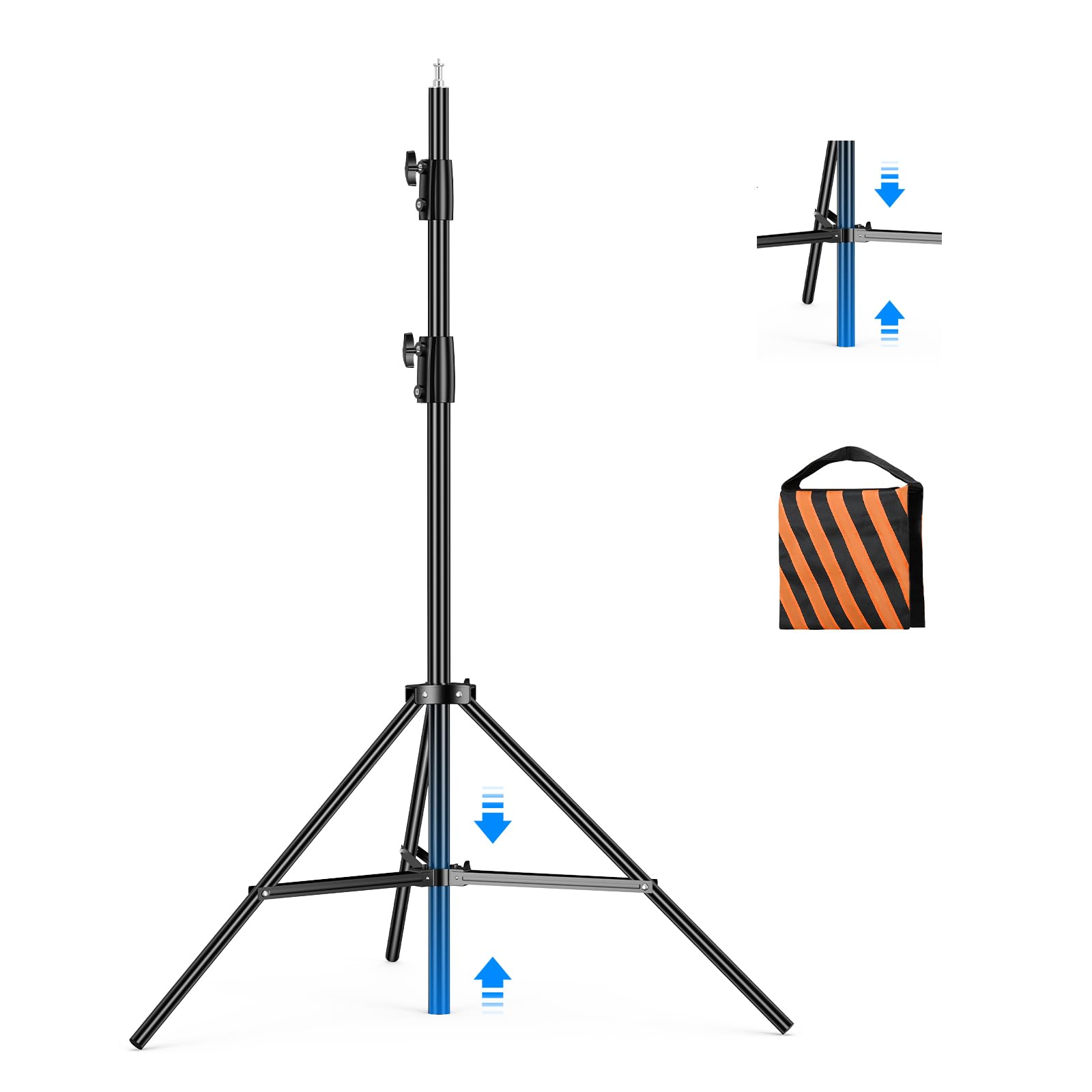 Soonpho Heavy Duty Light Stand 9.8Ft / 3M Adjustable 10Kg/ 22Lb Max Loading Photography Air Cushioned Tripod Stand With 1/4" Thread Used For Video Light, Strobe, Reflectors, Umbrella, Softboxes