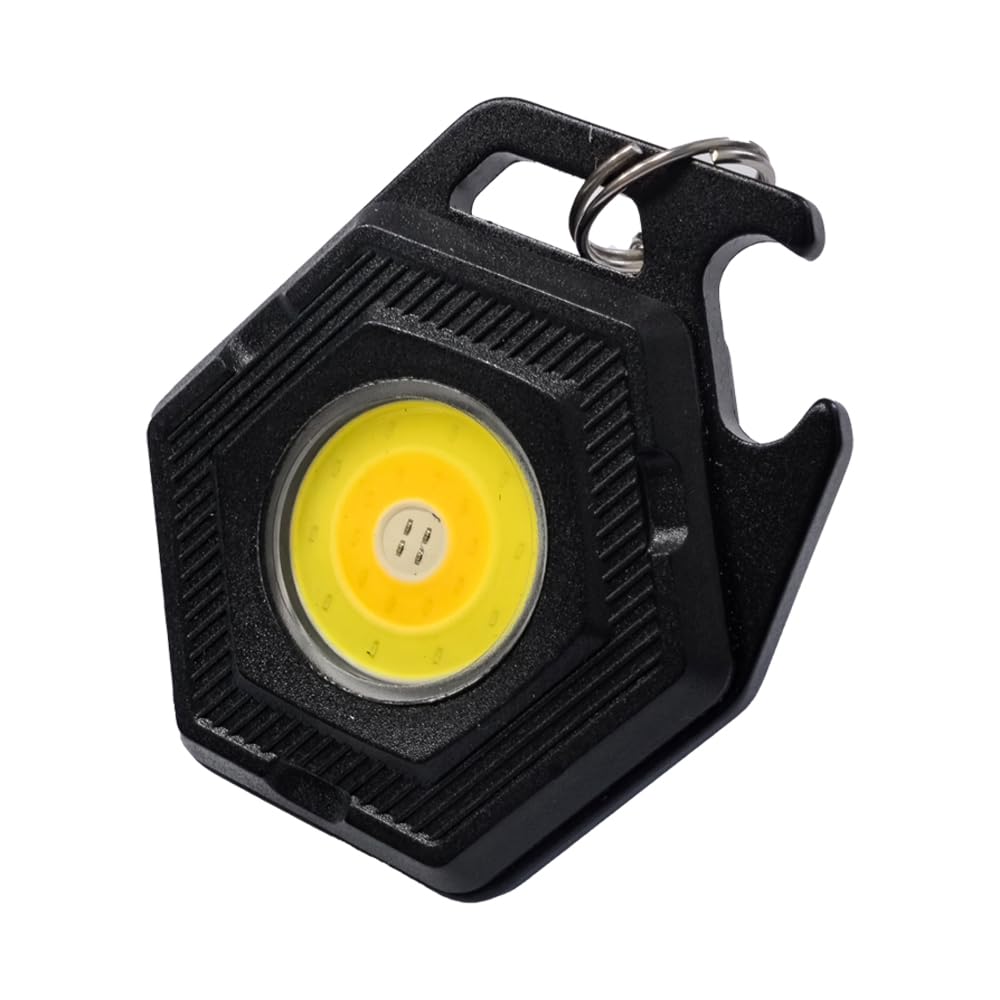 Obonsile Magnetic Keychain Flashlight - 1000 Lumens Cob Rechargeable Torch W/6 Modes & Bottle Opener, Hands- Magnetic Base For Camping, Cycling, Car Repair, Emergency Kit (Compact 3.35In)