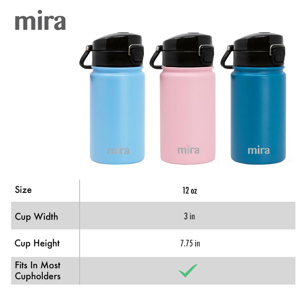 Mira 12 Oz Water Bottle With Spout Lid – Small Portable Vacuum Insulated Stainless Steel