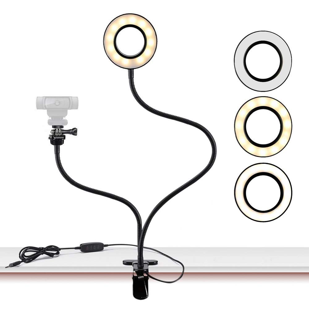 Acetaken Webcam Light Stand For Live Stream, Selfie Ring Light With Webcam Mount For Logitech C925E, C922X, C930E,C922,C930,C920,C615,Brio 4K