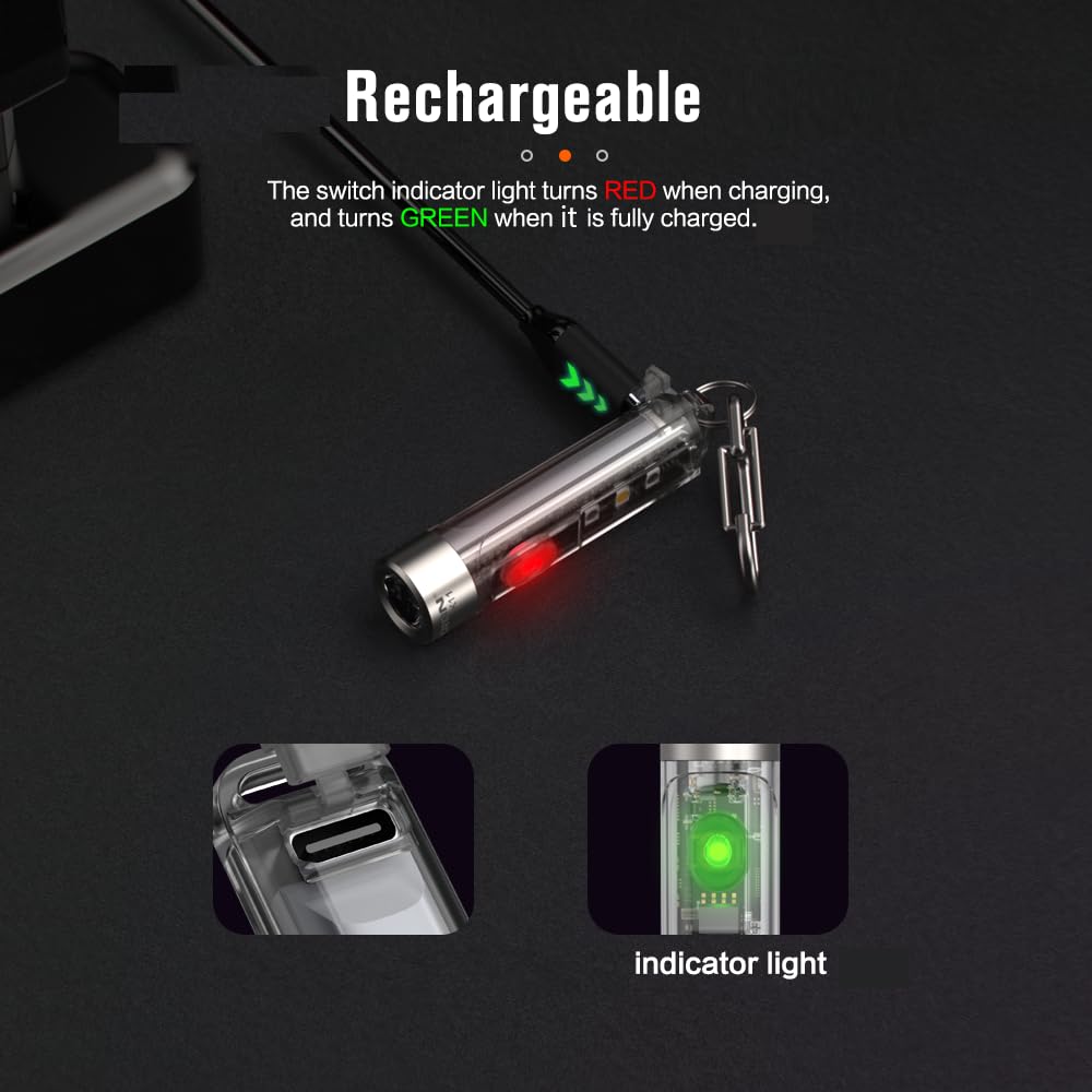 Nicron K11 Rechargeable Keychain Flashlight Lightweight,400 Hight Lumen With Extra 4 Sidelight, Ipx4 Edc Mini Flashlight Be Used For Camping Outdoors Emergency Daiy Use