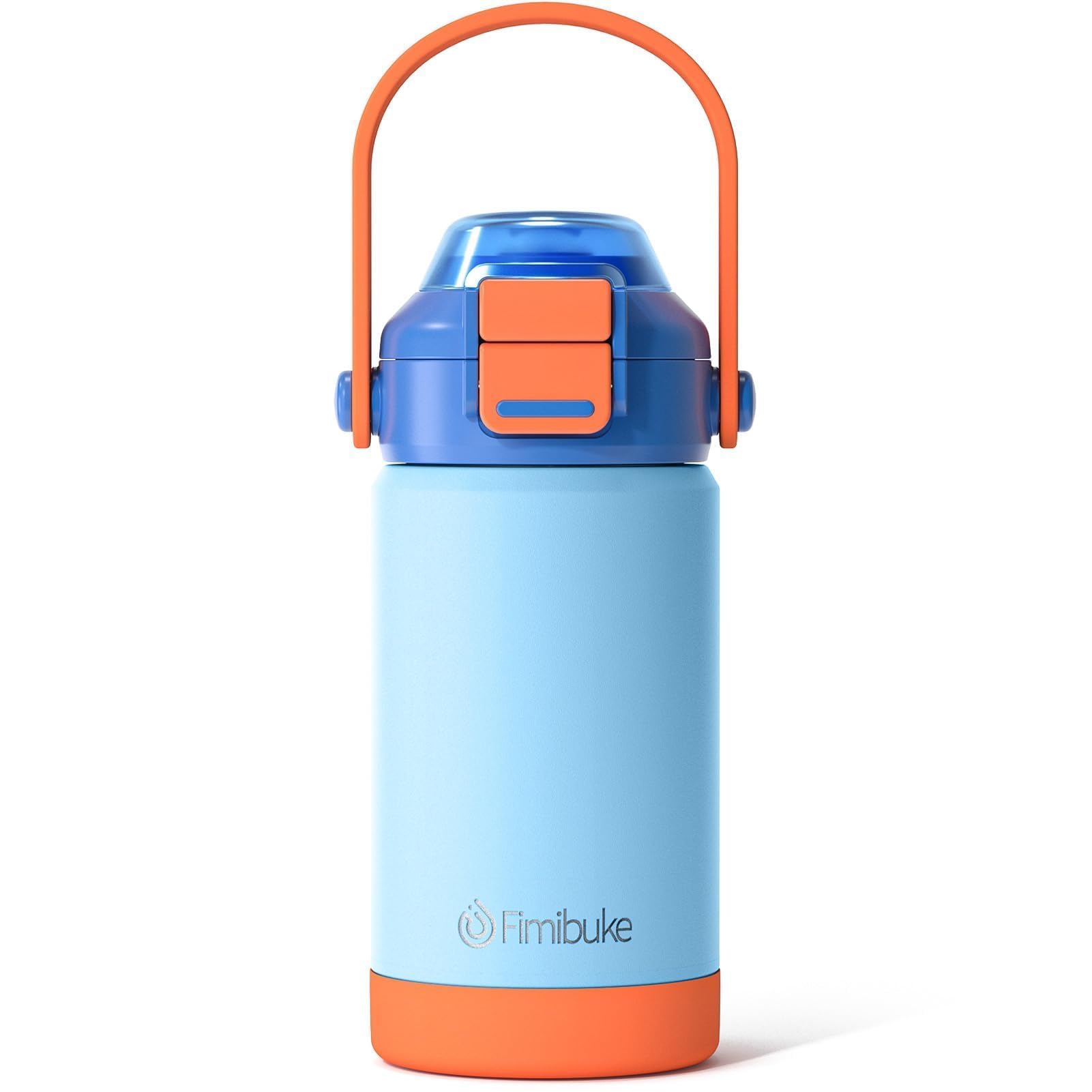 Fimibuke Kids Insulated Water Bottle With Pop-Open Straw & Spout 2-In-1 Lid, 14Oz Leak Proof 18/8