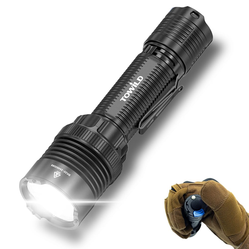 Towild Bk20 Utility Flashlight,Bright 5100 High Lumens Led Flashlights,Rechargeable And Waterproof Flashlights,Powerful Handheld Flash Light For Hiking, Camping, Outdoor Activities (Black)