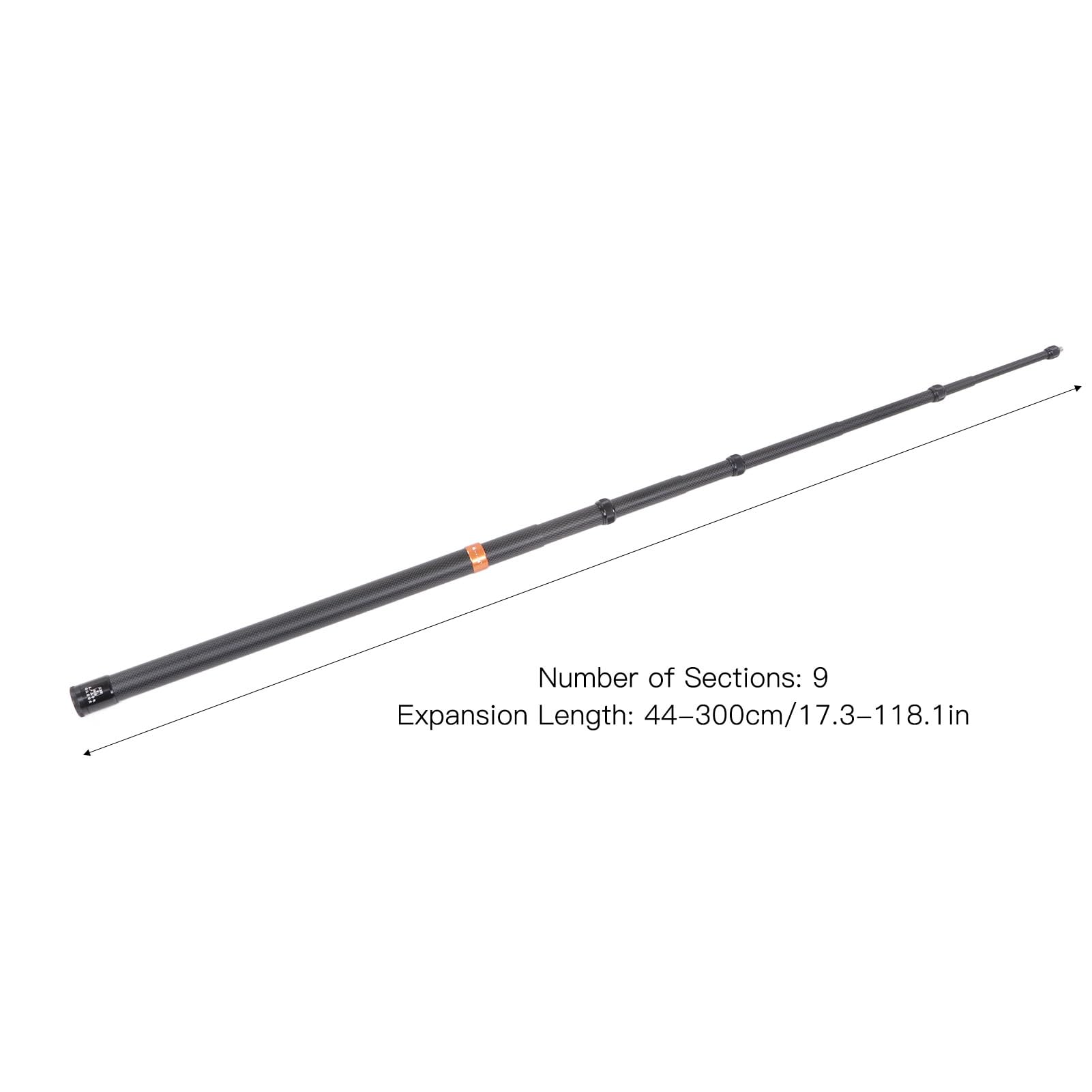 Yunseity Action Camera Selfie Stick, 9.8Ft Extendable Selfie Stick, 9 Sections Aluminum Alloy Camera Selfie Stick For Insta360 X3 For One Rs For Go 2 For One X2 One R One X (Orange)