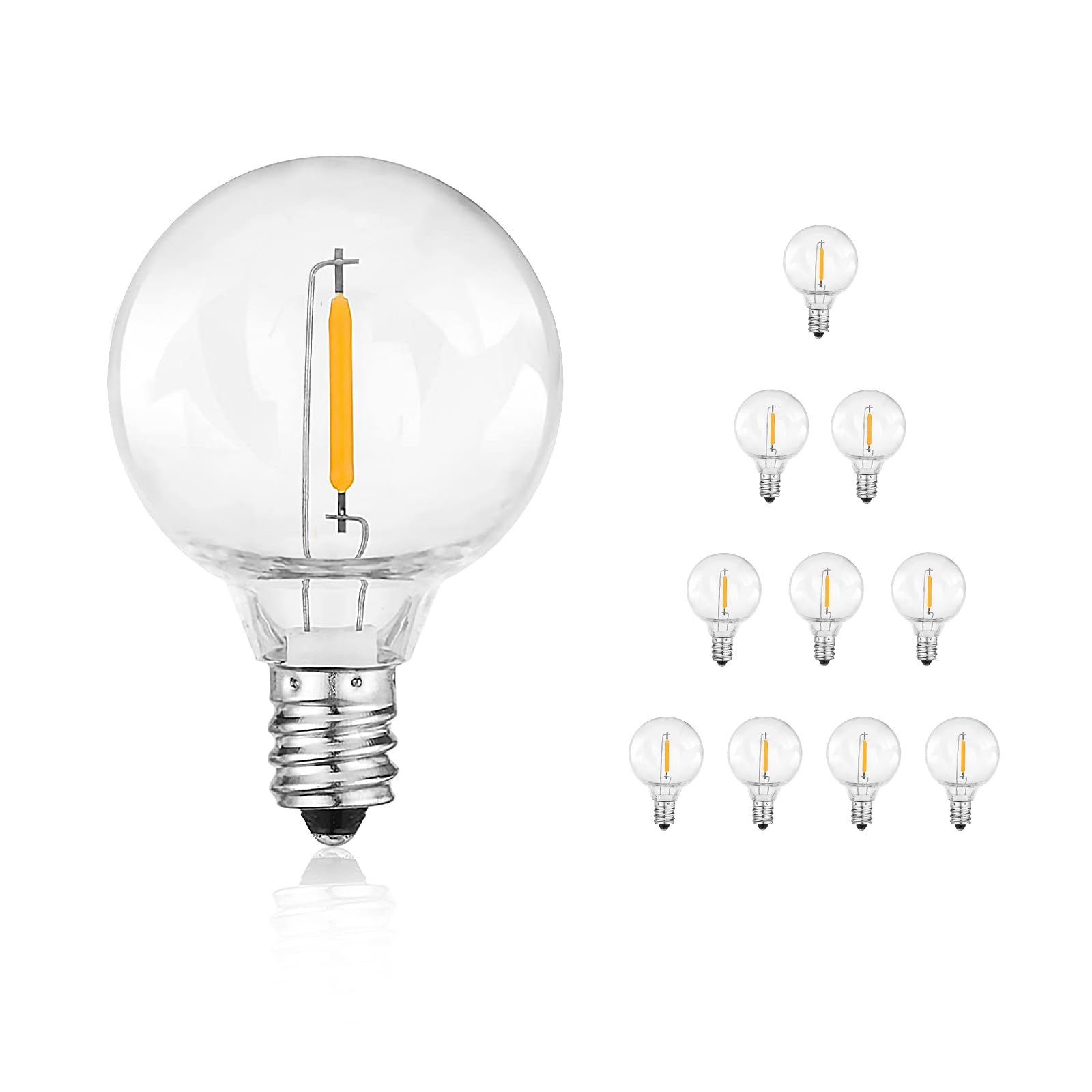 Chyparty G40 Led Replacement Light Bulbs, Clear Shatterproof Globe G40 Bulbs For Outdoor String Lights, Patio, Garden, Party, Wedding Decor- Dimmable