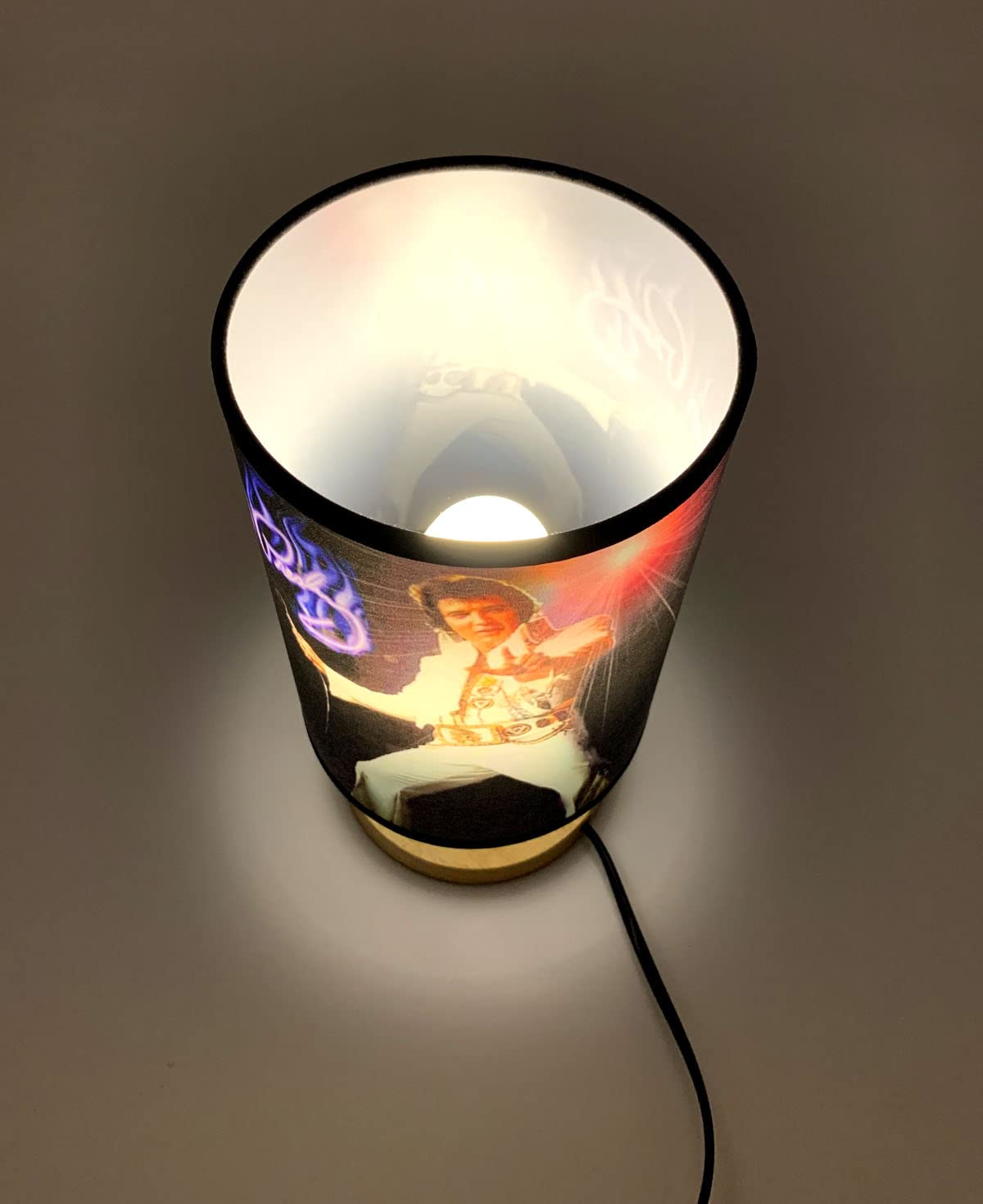 Cdecor Wood Base Table Lights Elvis Table Lamp With Light Bulb Bedside Night Light Great Decor Or Ideas, Sn-001