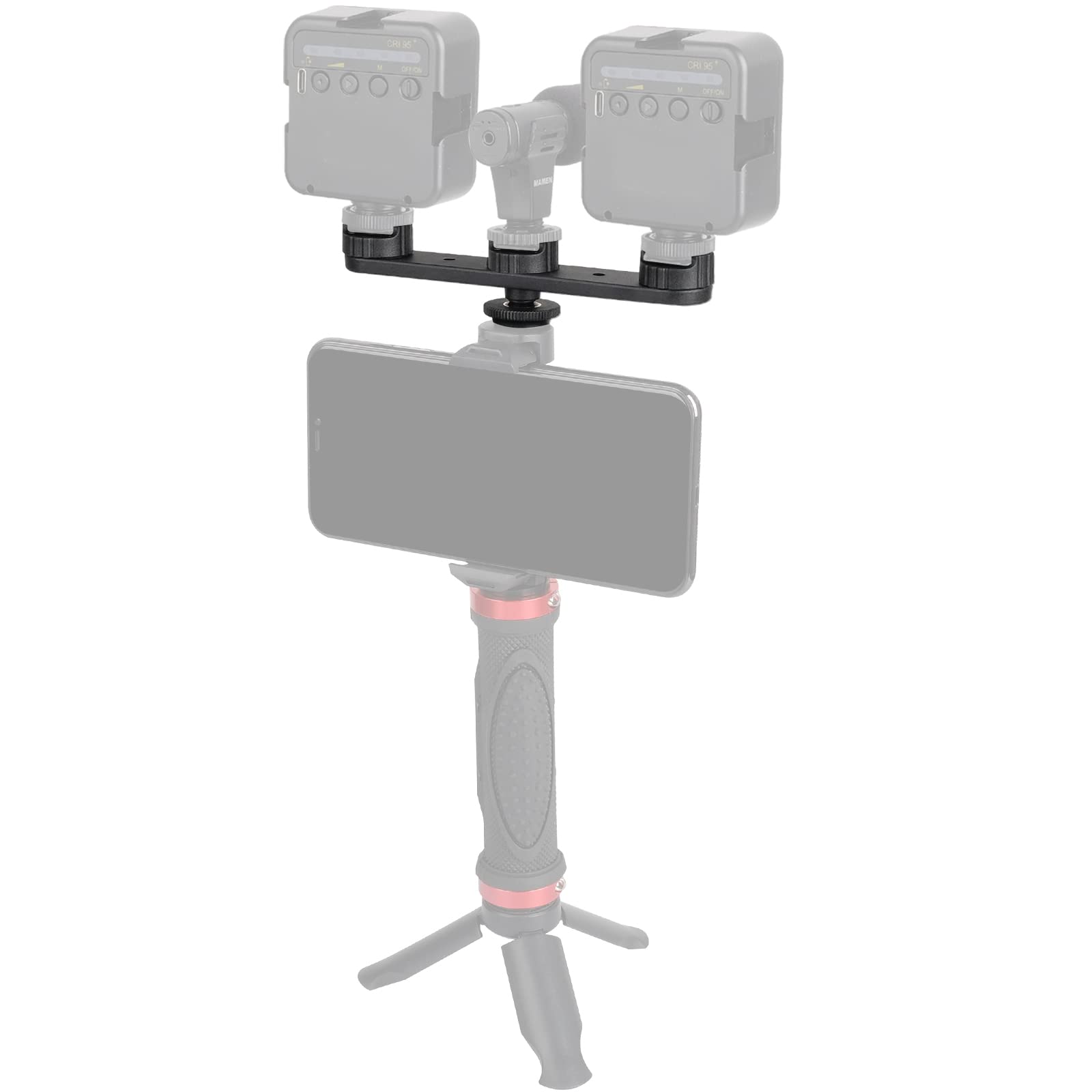Chromlives Triple Cold Shoe Extension Mount Hot Shoe Base Adapter Extension Bar Bracket With 1/4 Screw For Tripod/Microphone/Led Light Compatible With Canon Sony Cameras…