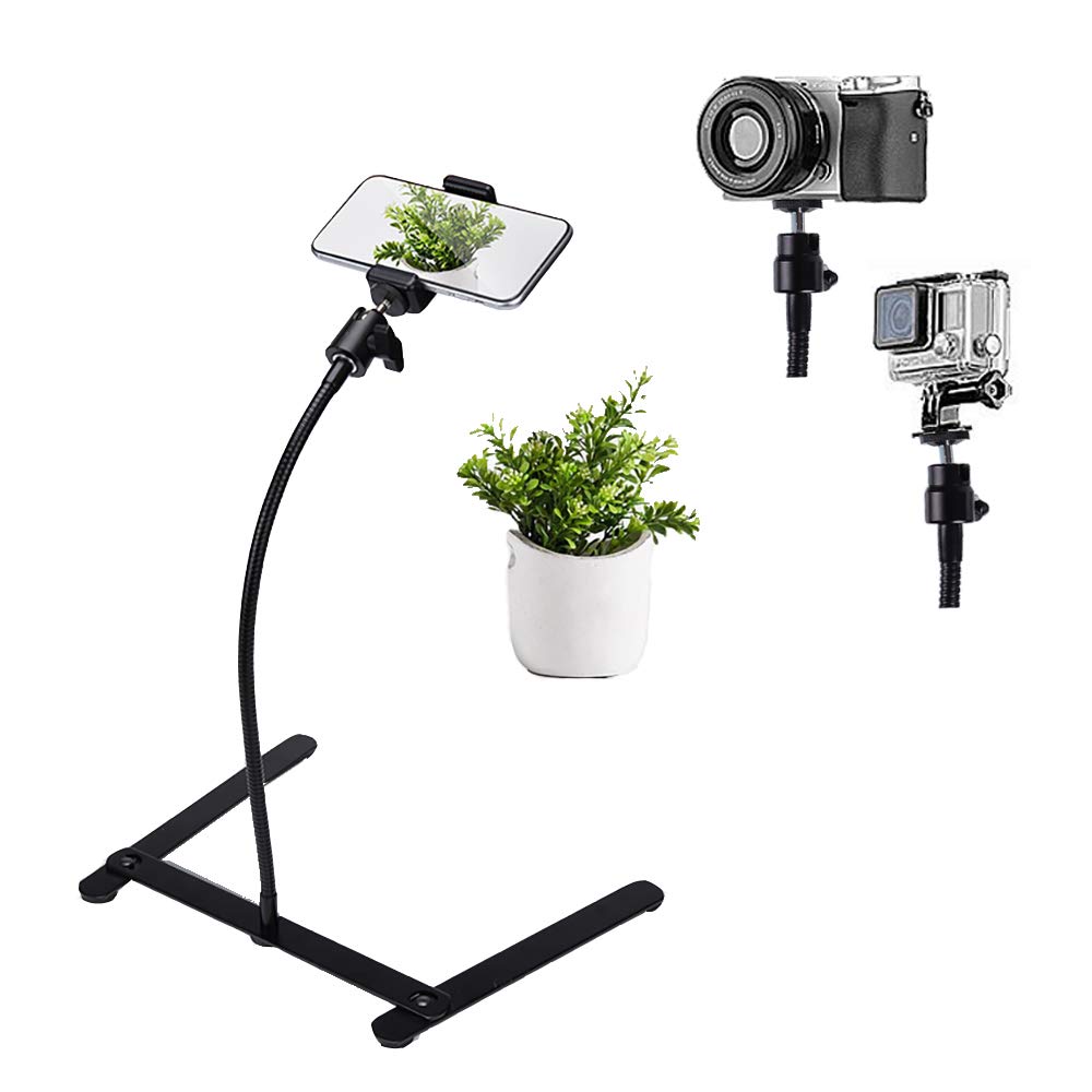 Aontoky Photo Copy Pico Projector Stand Overhead Tripod Video Stand Phone Mount Flexible Tabletop Stand For Live Streaming Video Recording Vlog Youtube Teaching Cooking Crafting Demo Drawing Recording