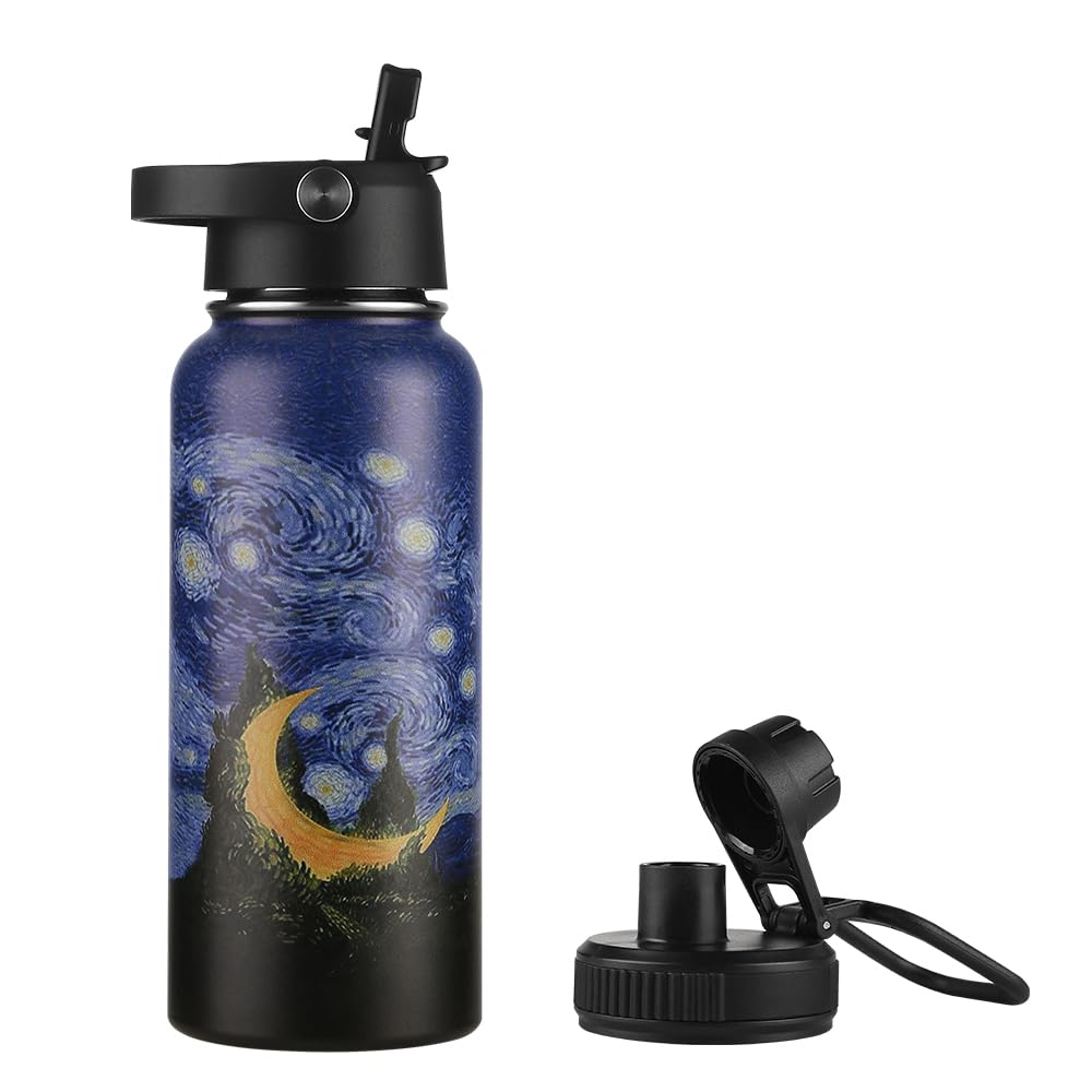 Funkrin Insulated Water Bottle With Straw Lid & Spout Lid, 32Oz Personalized Vacuum Stainless Steel