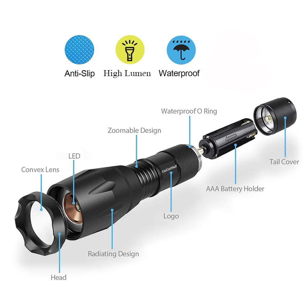 Gaigaimall 4 Color Hunting Light Single Mode Red Green Blue Uv Light Torch Flashlight