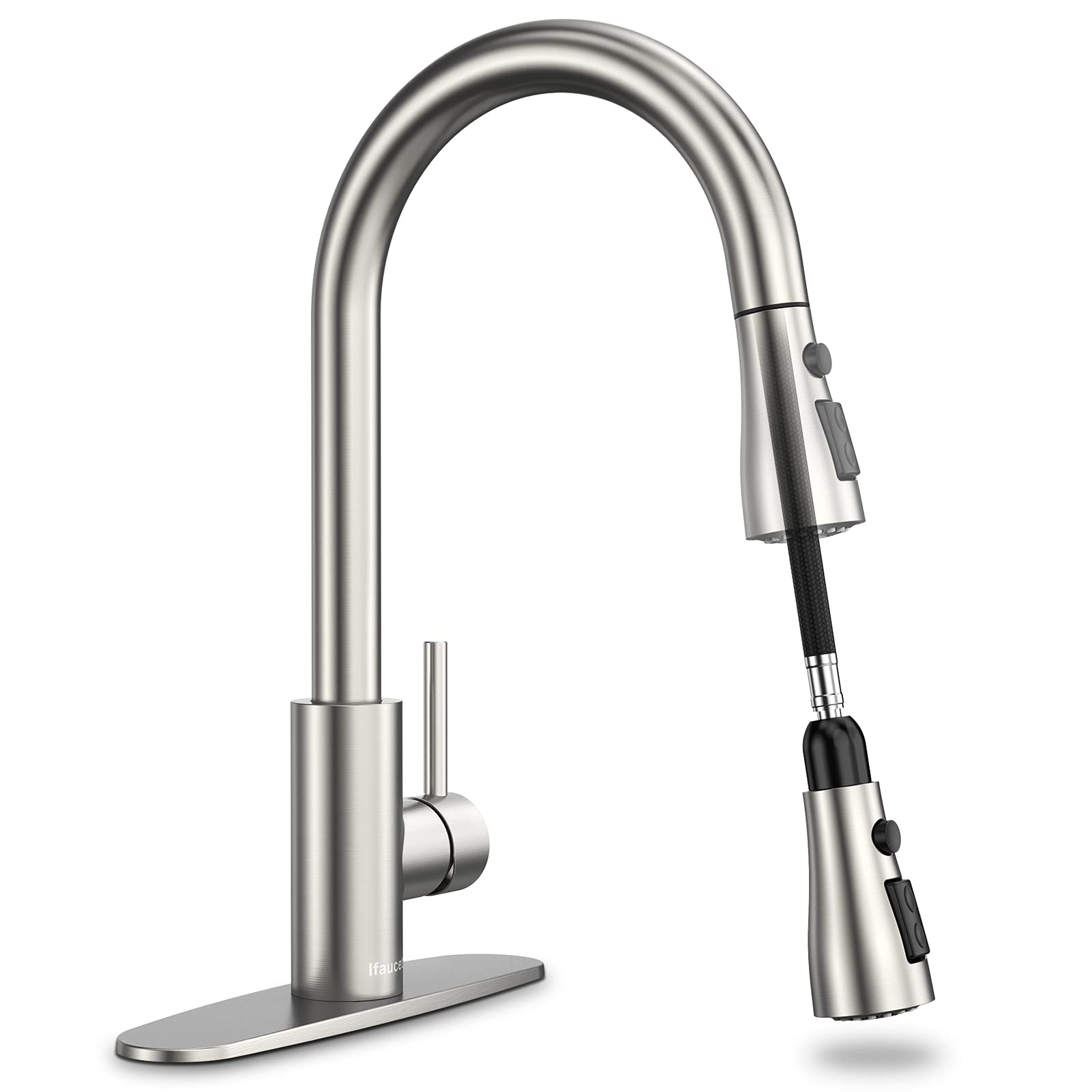 Ifaucet Kitchen Faucets, Kitchen Faucet With Pull Down Sprayer, High Arc Single Handle Kitchen Sink Faucet With Water Lines, Brushed Nickel Kitchen Faucet With Sprayer, Rv Sink Faucets