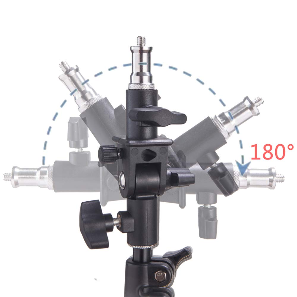 Wellmaking Light Stand, 72 Inches Led Light Stand Reverse Folding Light Tripod, 2 Pieces Standard 1/4 To 3/8 Inch Metal Male Convertor Threaded Screw Adapter Spigot Stud & U-Shape Swivel Mount Bracket