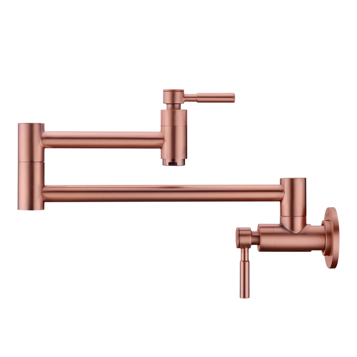 Fonveth Copper Pot Filler Faucet,Brass Pot Filler Wall-Mount,Folding Stretchable Double Joint Swing Arm Single Hole Two Handle Kitchen Sink Pot Filler Faucet Rose Gold