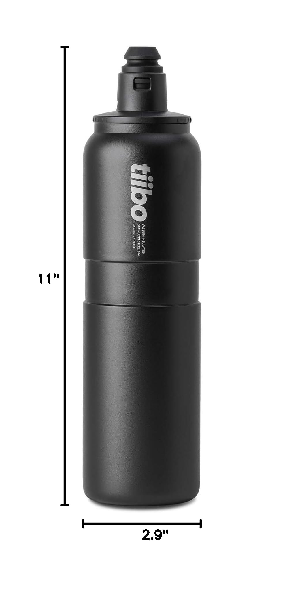 Tiibo Vacuum Insulated Stainless Steel Bike Water Bottle, Double Wall, No-Squeeze