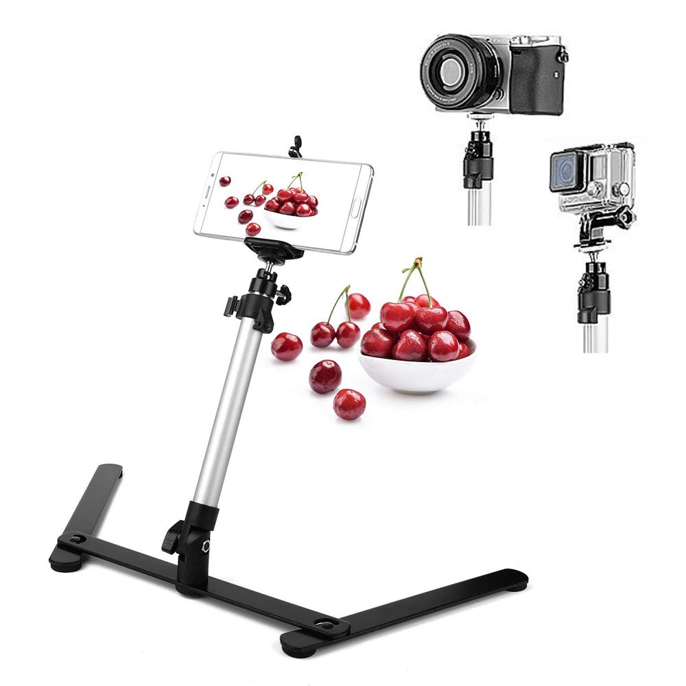 Aontoky Photo Copy Pico Projector Stand Overhead Phone Mount Adjustable Tabletop Teaching Online Stand For Live Streaming Baking Crafting Demo Online Video And Draw Recording