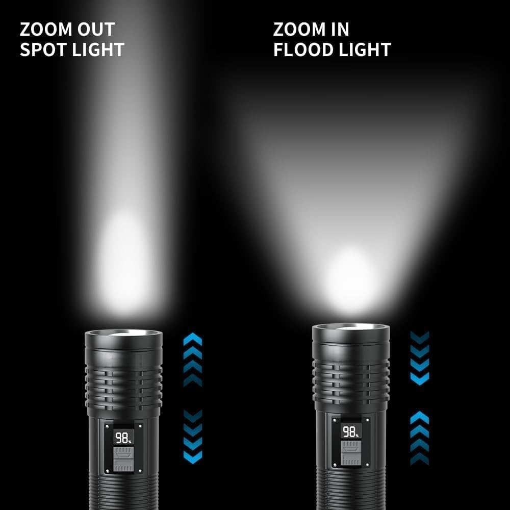 Ruisiya Led Flashlight-Rechargeable Camping Flashlights High Lumens , Bright 2000 Lumens Utility Flashlights With 8 Modes, Waterproof Zoomable Flash Light For Outdoor, Emergencies, Camping Essentials Gear