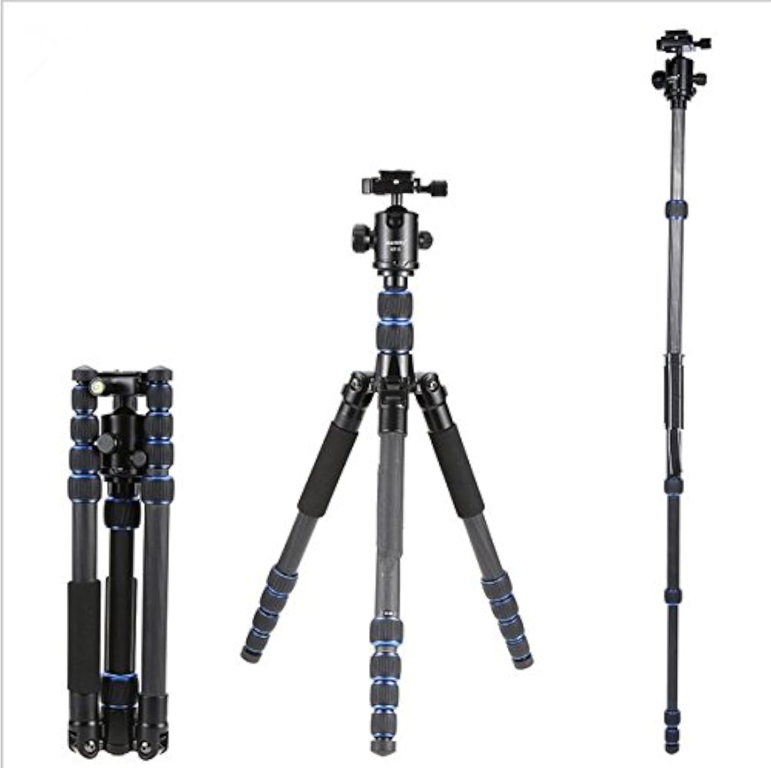 Gowe Carbon Fiber Tripod Kit Professional 5 Sections Travel Camera Tripod Stand With Kf-0 Ball Head Max Load 15Kg
