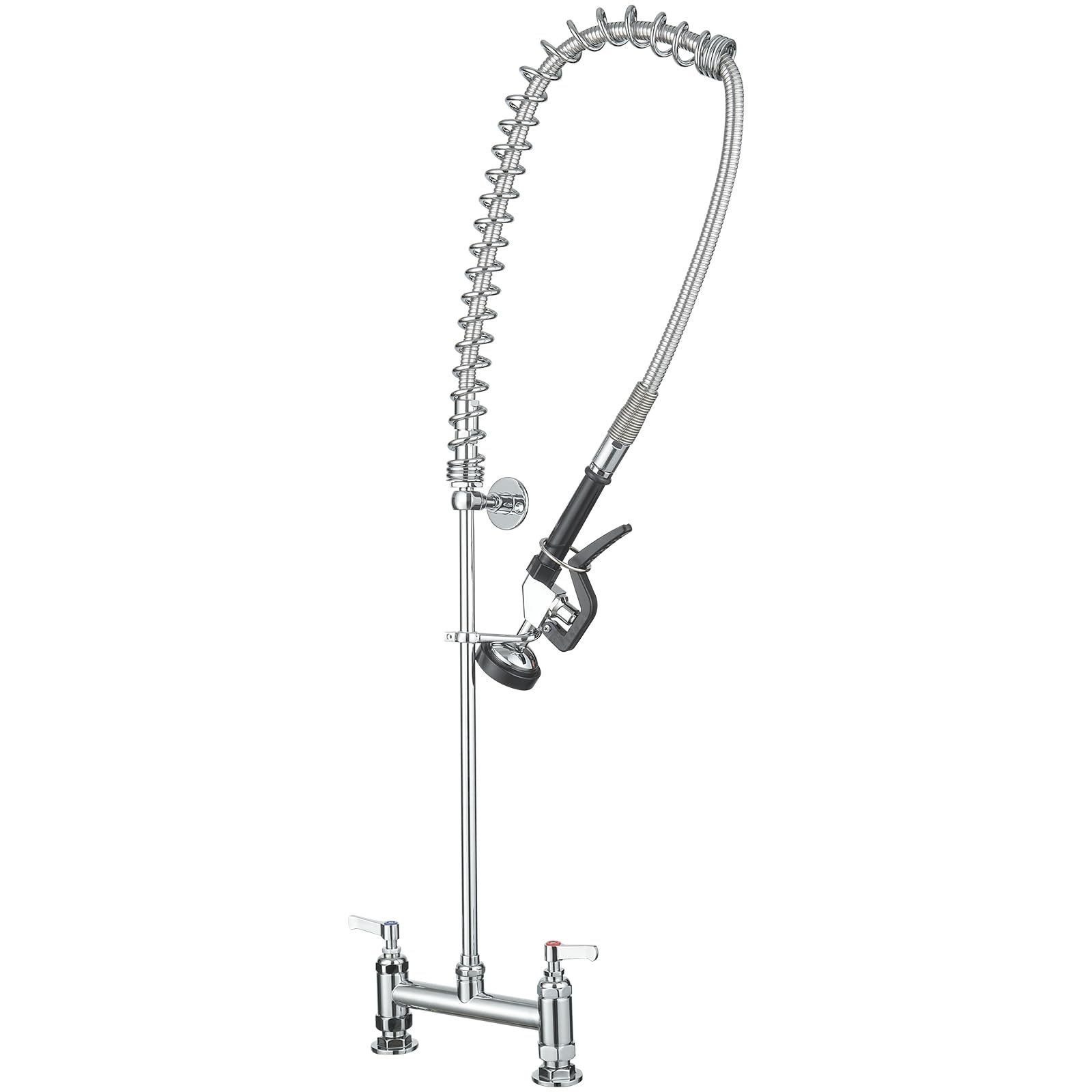 Greenspring 43" Height Chrome Commercial Kitchen Faucet With Pre-Rinse Sprayer For Kitchen Sink Brass Kitchen Sink Faucets For 2 Hole Sink Deck Mount For Restaurant Hotel