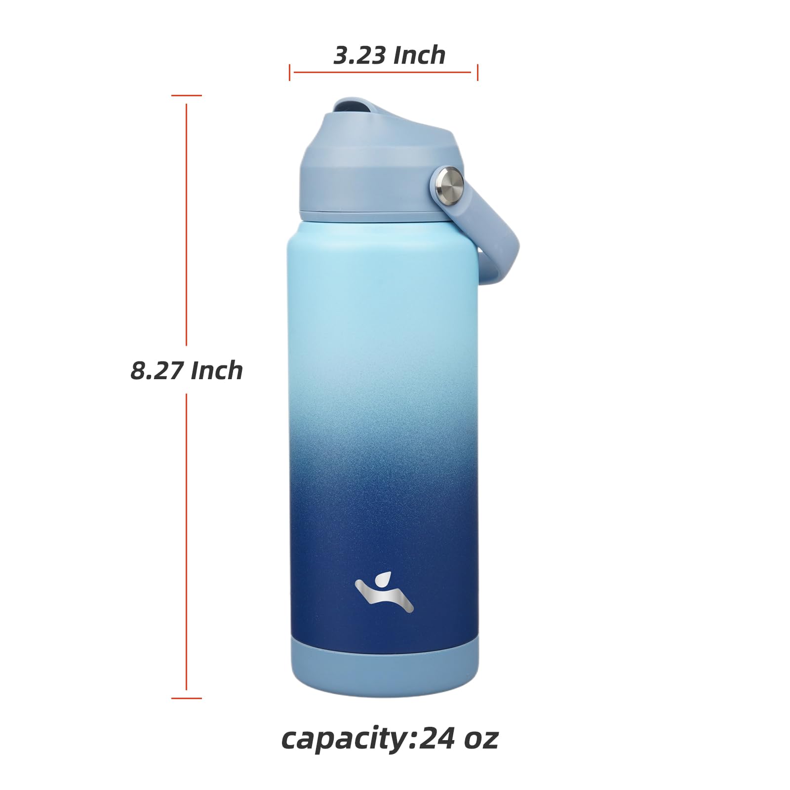 Insulated Water Bottle With Straw Lid,24 Oz Stainless Steel Vacuum Metal Bottle