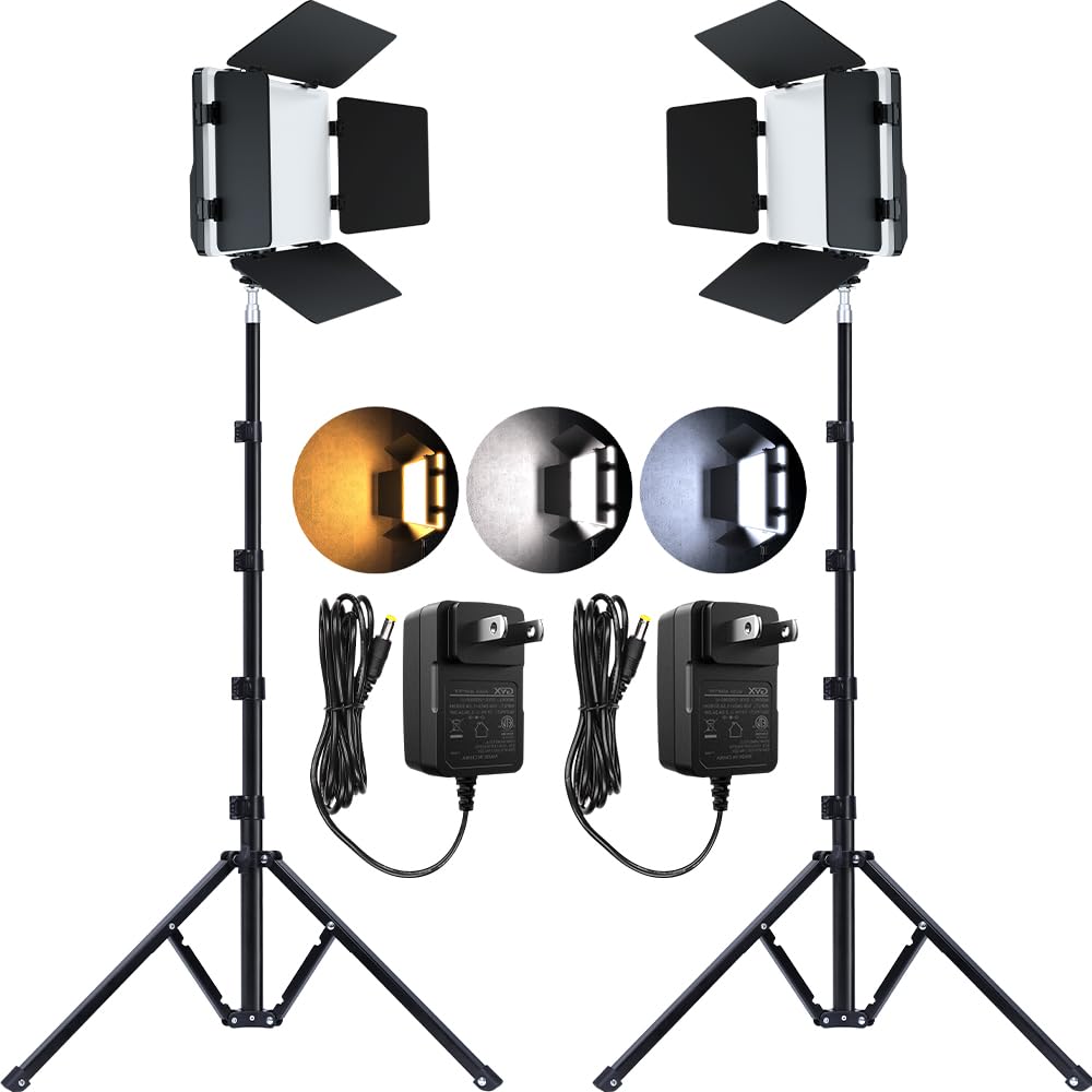 Pixel P30 Video Light Kit, 2-Pack 62" Tripod Photography Lights Bi-Color Dimmable 2500-6500K Led Camera Studio Streaming Lights Photo Shooting