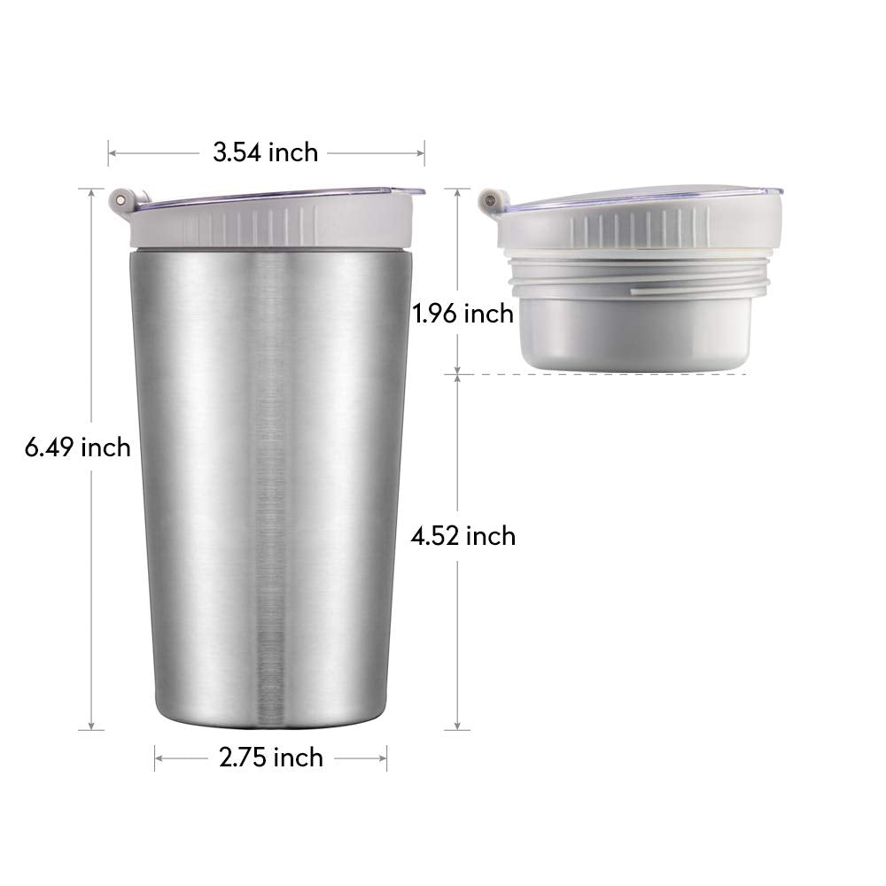 Snack Tumbler With Lid And Straw, Stainless Steel Insulated 2-In-1 Travel Coffee Mug