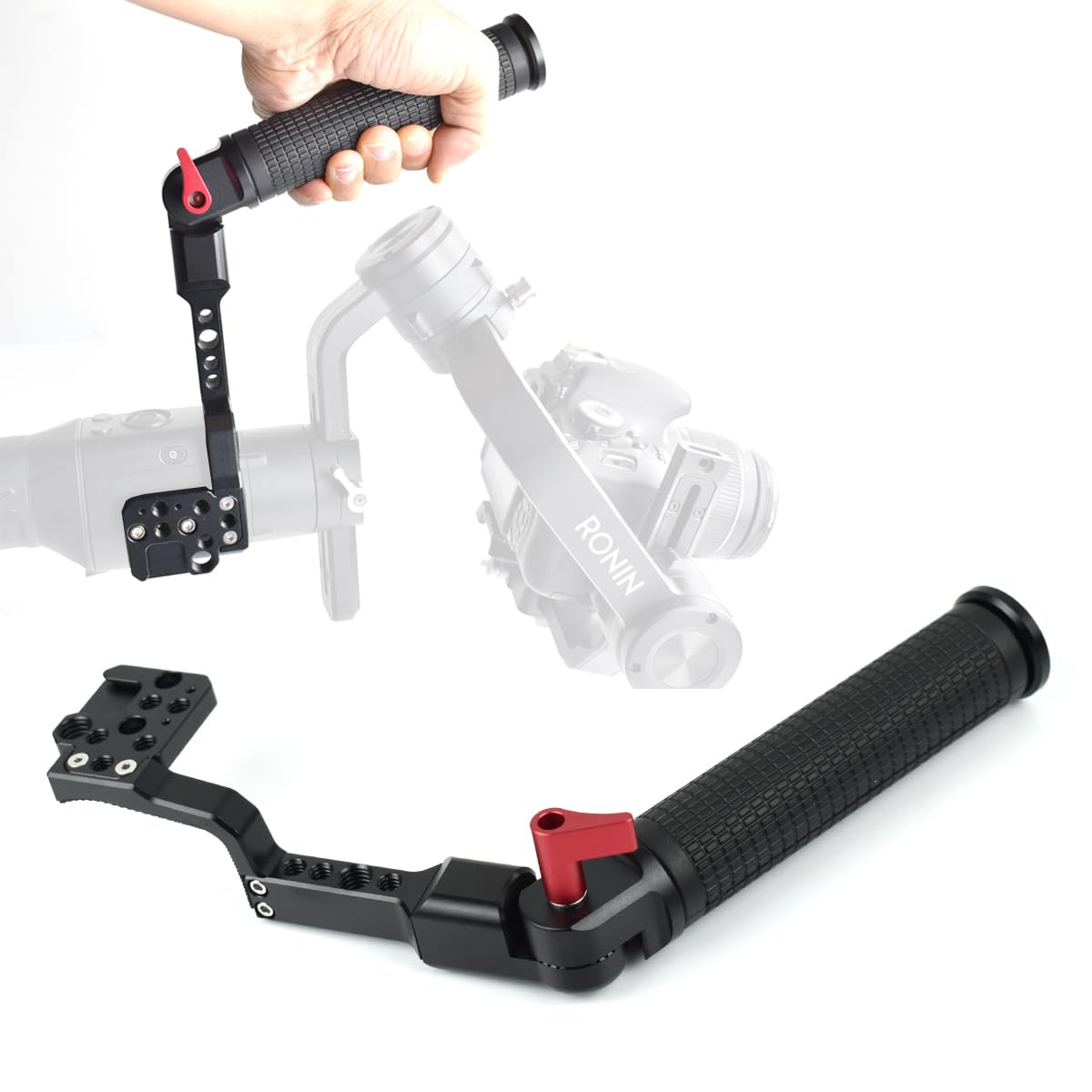 Akeipho Gimbal Grip Handle Handy Sling Handgrip For Dji Ronin S/Sc / Rsc2,Adjustable Gimbal Side Extension Cold Shoe Mount 1/4" 3/8" Holes Stabilizer Accessory Handle