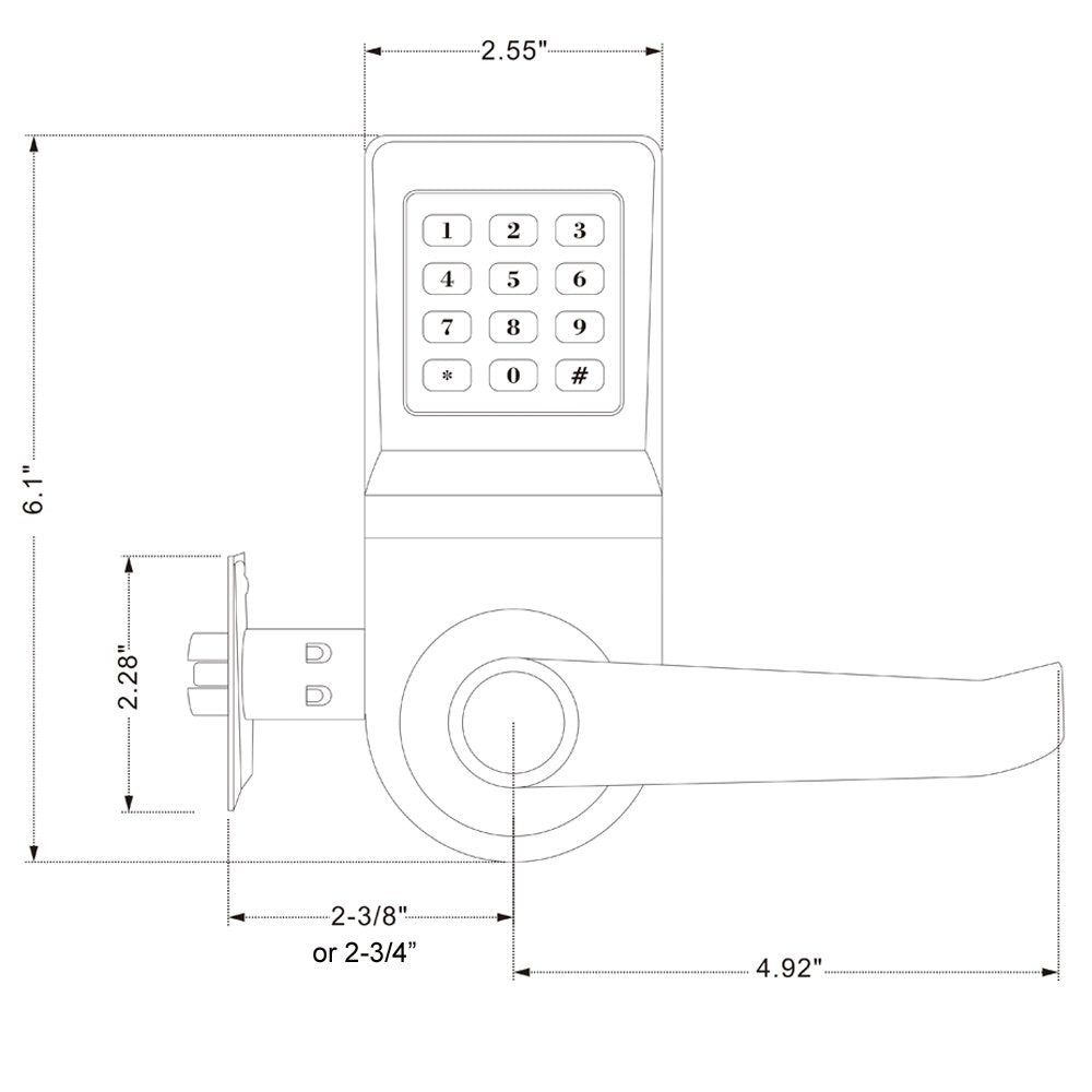 Haifuan Digital Door Lock,Unlock With M1 Card, Code And Key,Default For Left Hand Orientation Nickel Brush