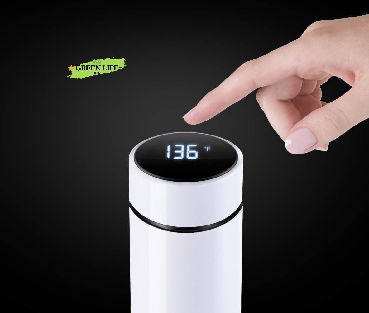 Greenlife Hydro Smart Sports Water Bottle With Led Temp Display, Vacuum Insulated Stainless Steel