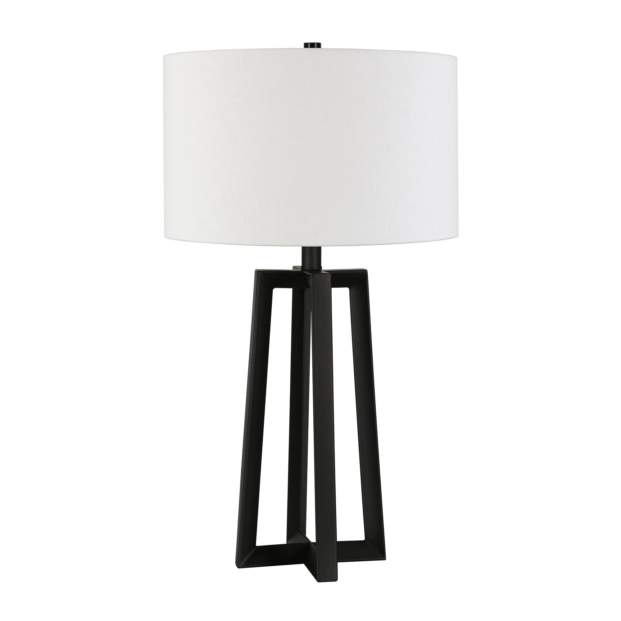 Henn&Hart Helena 24.5" Tall Table Lamp With Fabric Shade In Blackened Bronze/White