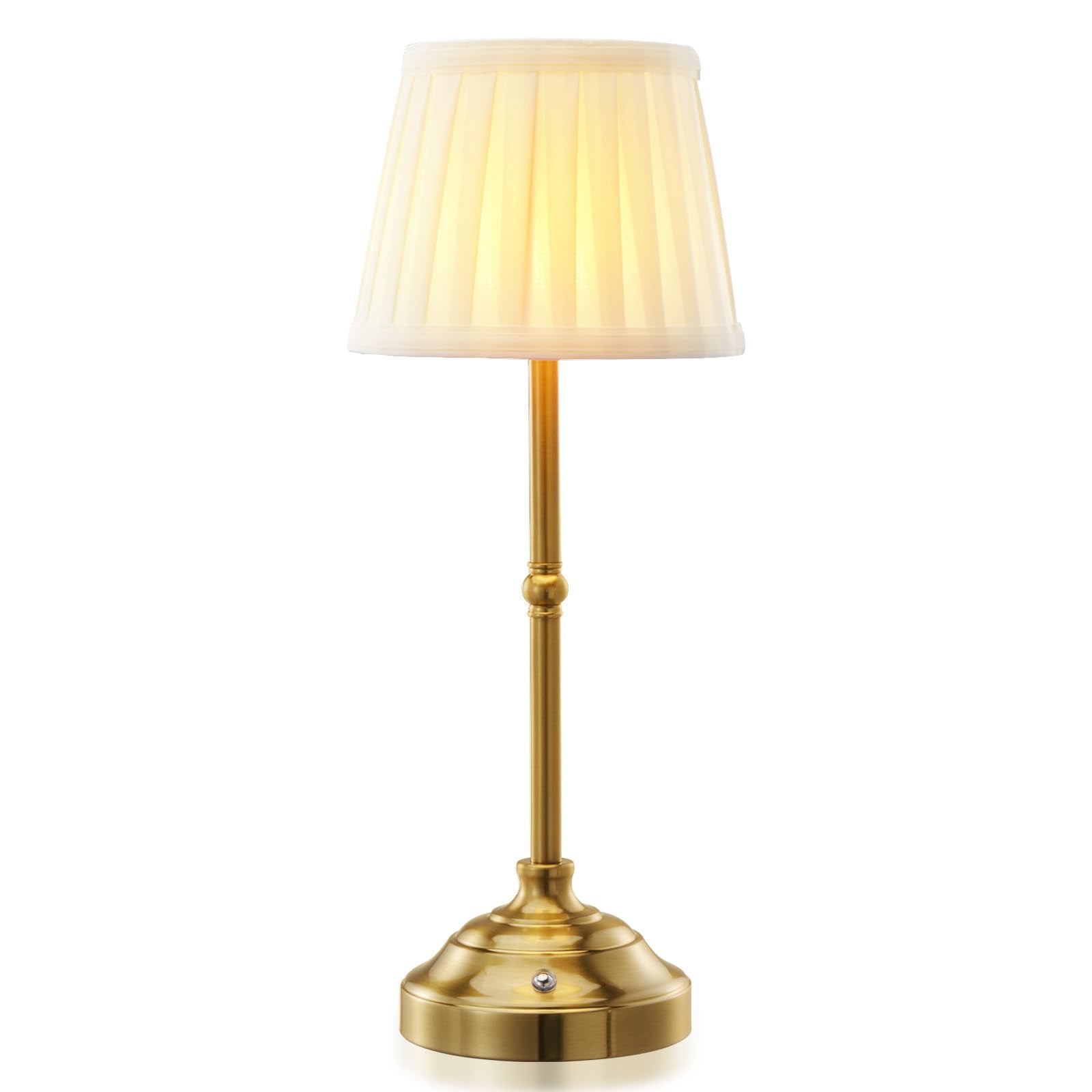 Mituo Gold-Rechargeable-Table-Lamp, 5200Mah Battery Powered Table Lamp, Cordless Touch Lamp With 3-Color Stepless Dimming & Fabric Shade For Bedroom/Dining Room/Living Room/Nursery