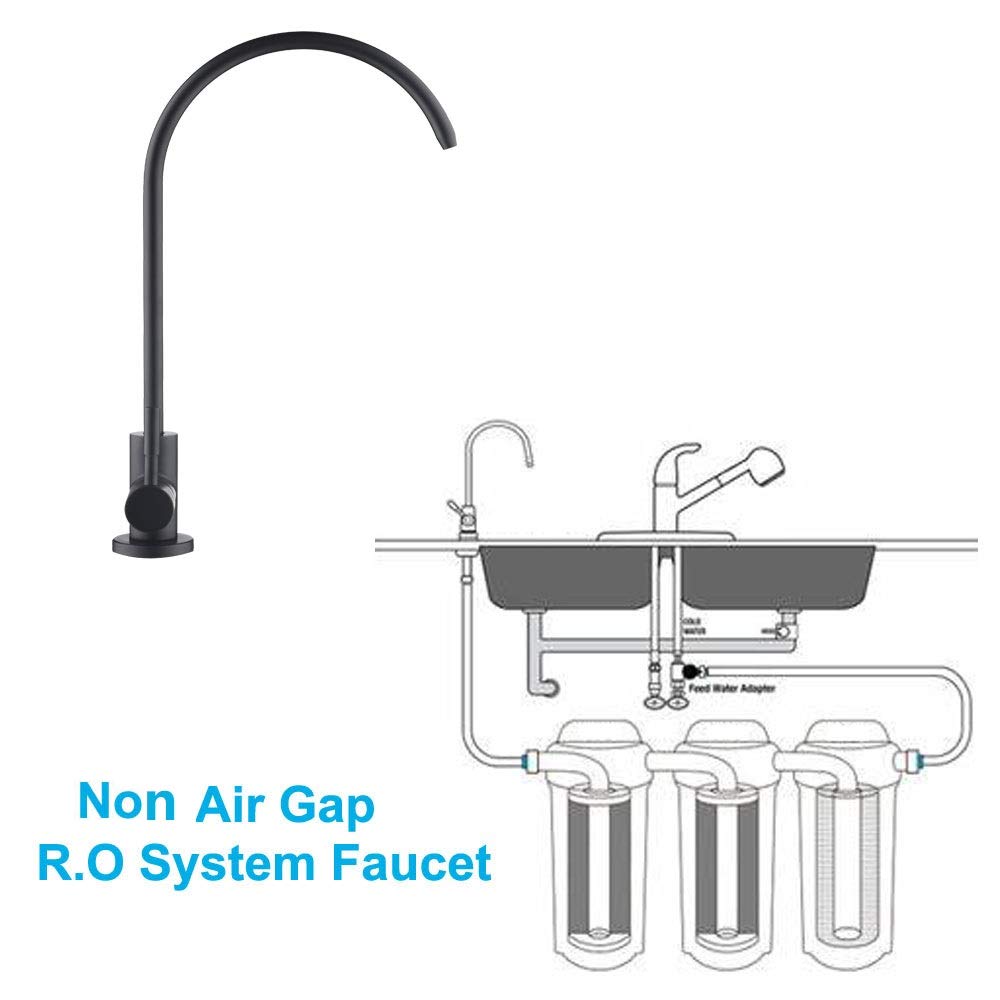 Apaix Drinking Water Faucet Matte Black, Kitchen Water Purifier Faucet For Non-Air Gap Reverse Osmosis Water Filtration System
