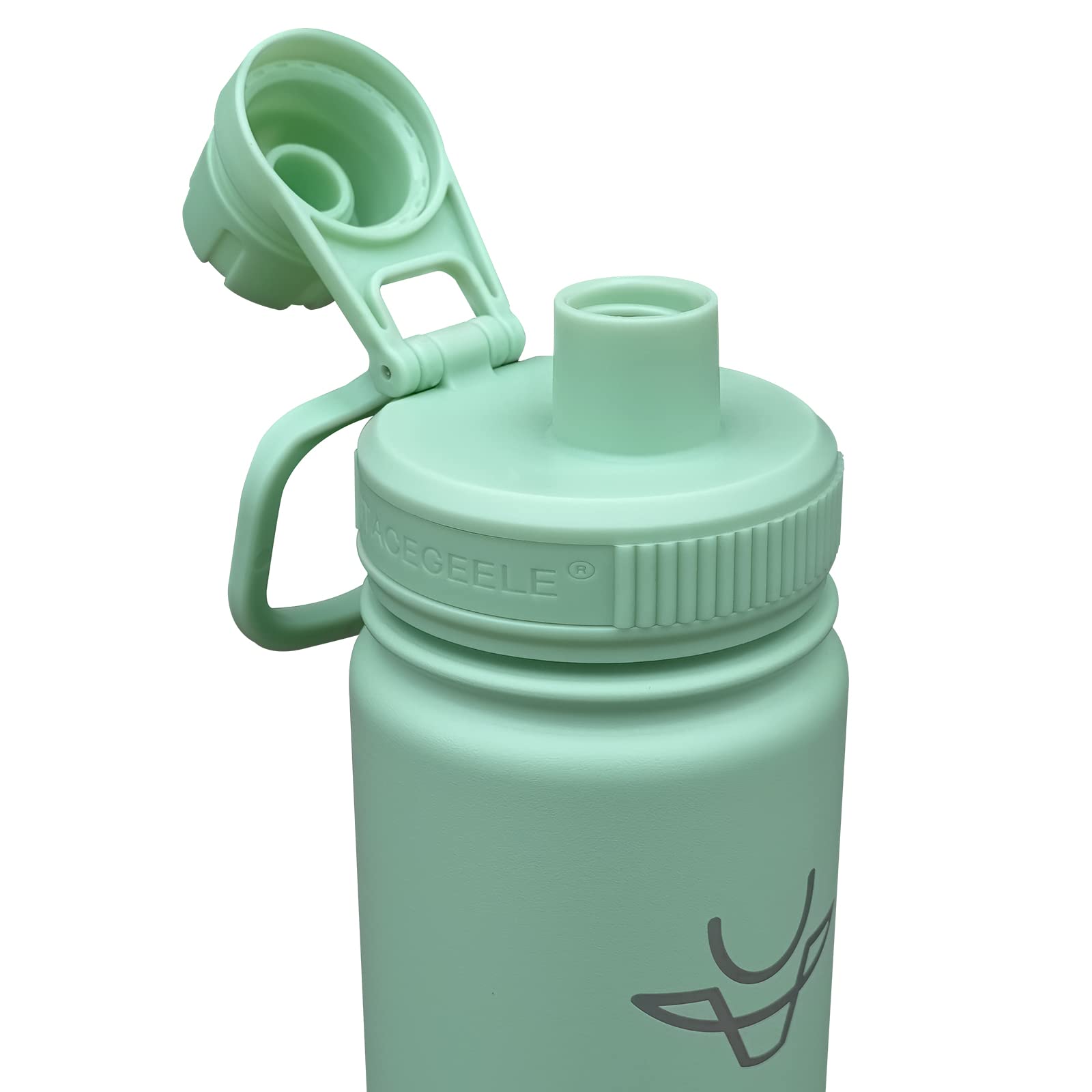 Stacegeele Insulated Water Bottle With Spout Lid Straw Lid 18Oz, 2 Pack (Green/Coalt)