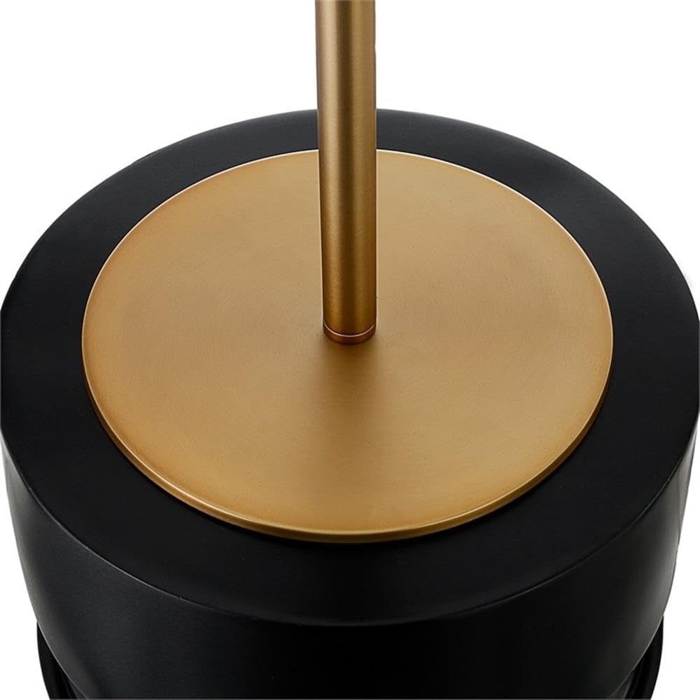 Henn&Hart 27" Tall Table Lamp With Fabric Shade In Matte Black/Brass, For Home, Living Room, Bedroom, Entertainment Room, Office, Kitchen, Dining