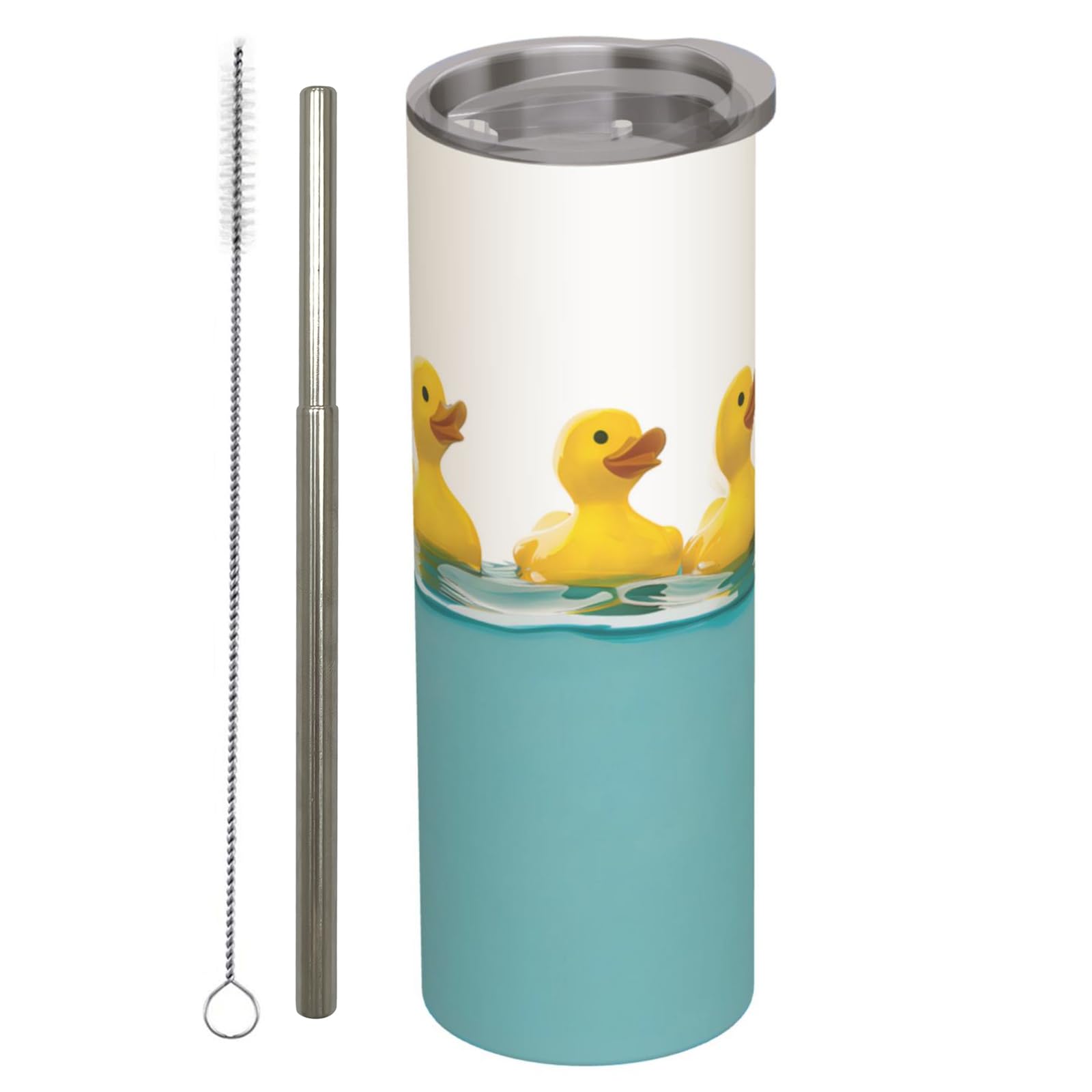 Cute Rubber Duck Stainless Steel Insulated Tumbler With Lid - 20Oz Yellow Ducks Travel Mug