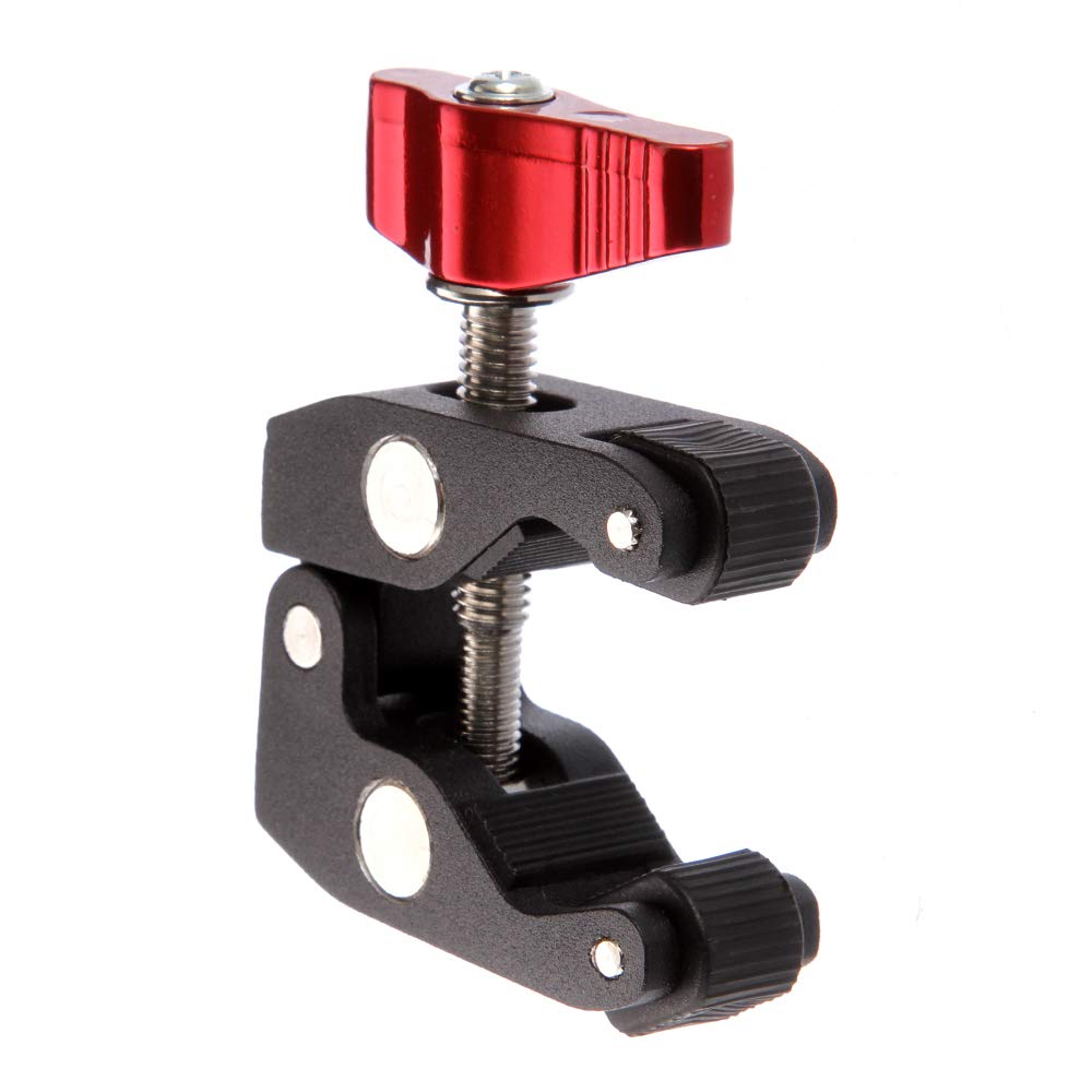Focusfoto Articulated Magic Arm Crab Claw Super Clamp Clip Holder With 1/4" 3/8" Mount For Studio Flash Light Dslr Camera Tripod Monopod Monitor Video Led Light (Black & Red)