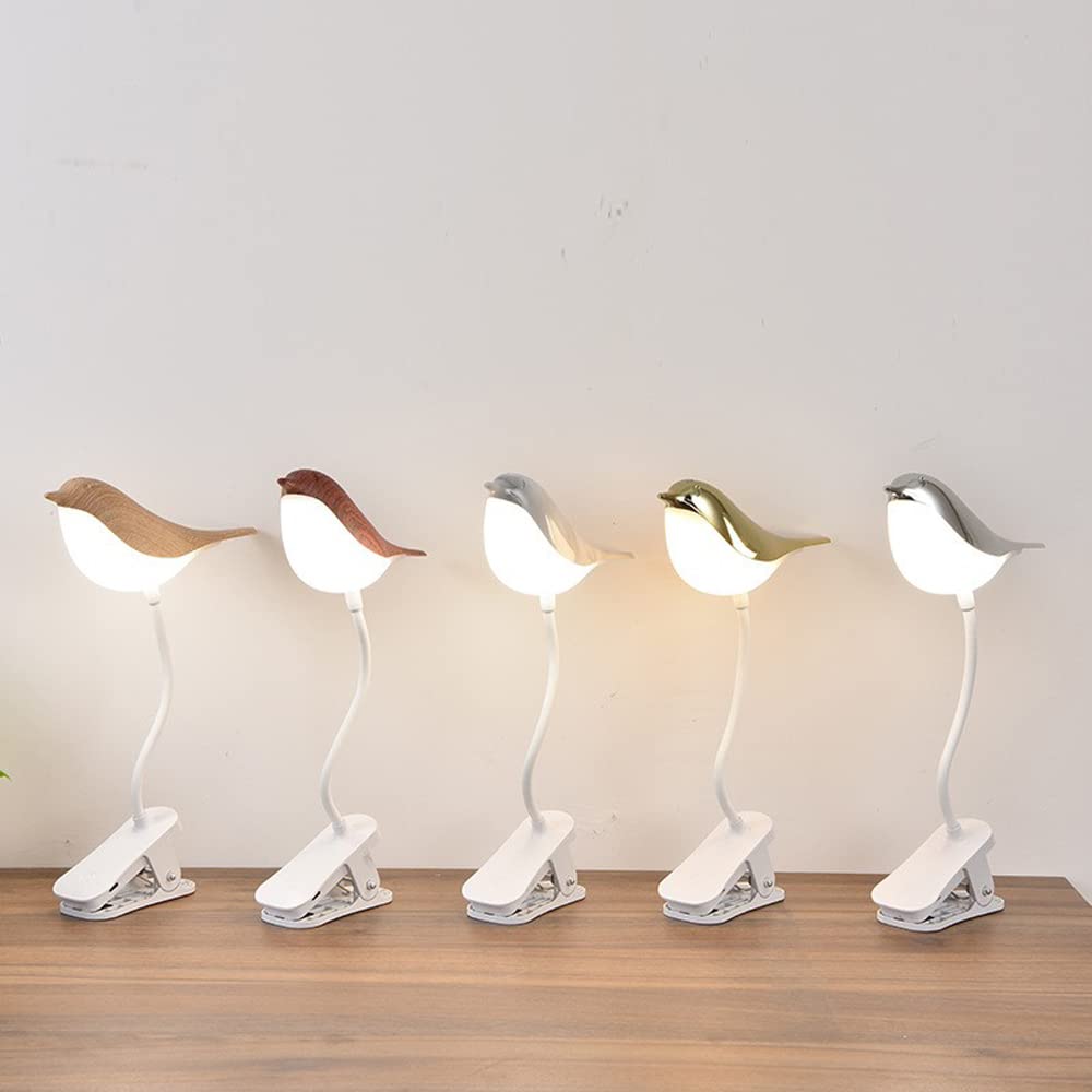 Zdayoz Bird Reading Table Lamp Student Children'S Study Special Bedroom Charging Clip Lamp Bedside Night Lamp (Brown)