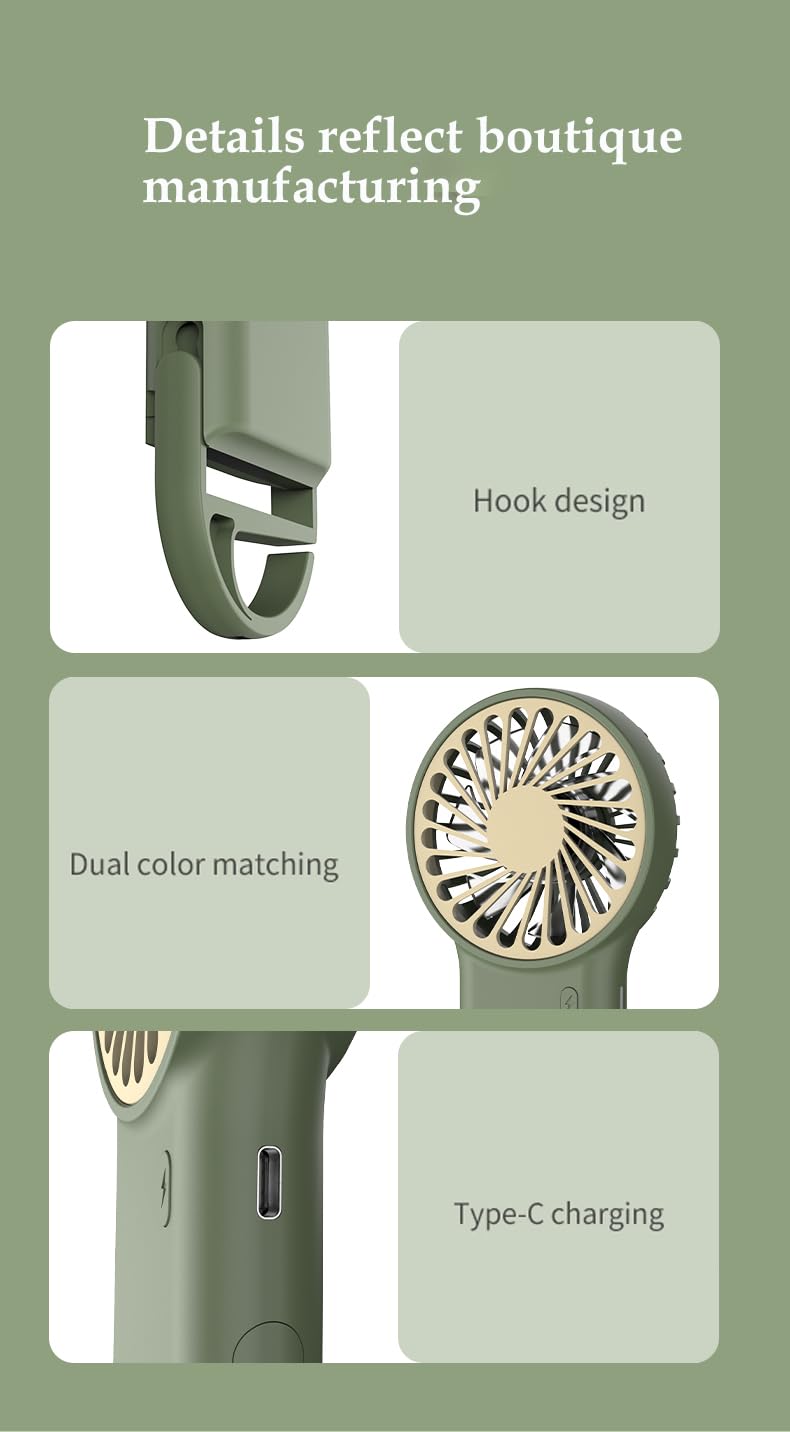 Fan fully extended and standing on a desk for hands-free use