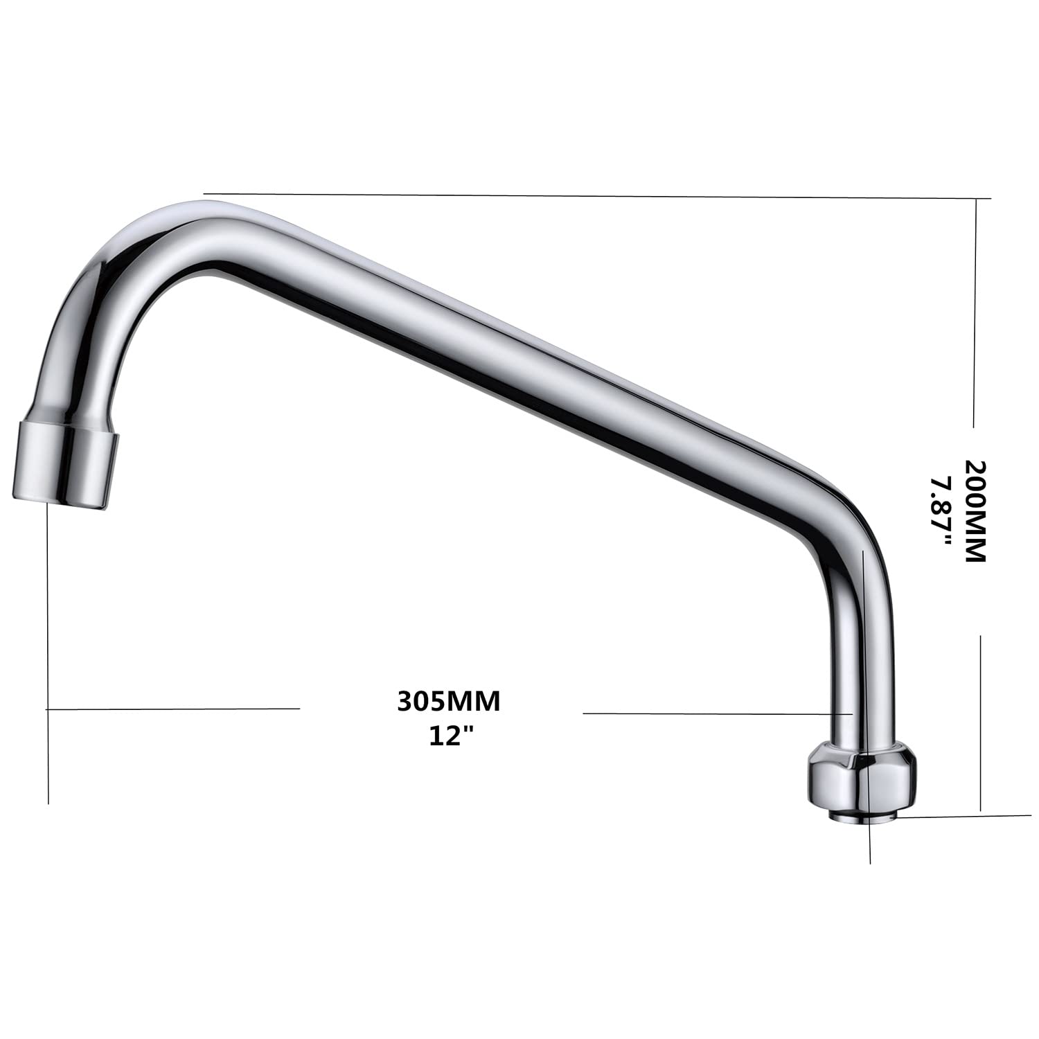 Favorpo 12 Inch Swivel Spout Replacement For Commercial Sink Faucet Stainless Steel Add-On Swing Nozzle Replacement Kit For 1 Or 2 Bay Compartment Sinks Chrome Finish (G 3/4")