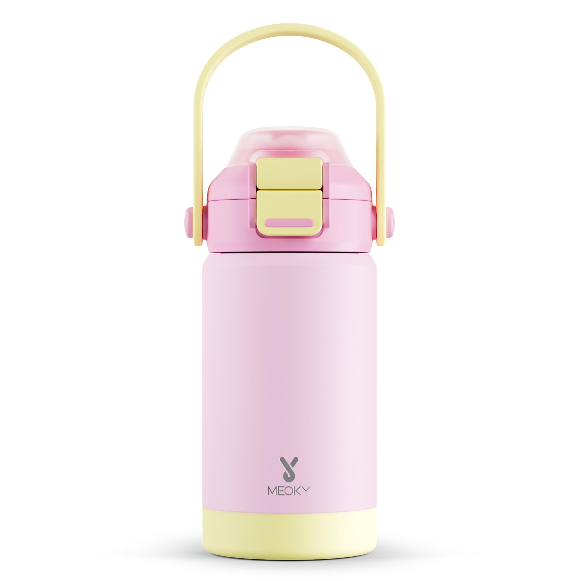 Meoky Insulated Water Bottle For Kids: 14 Oz Toddler Water Bottle With Straw And Spout Lid